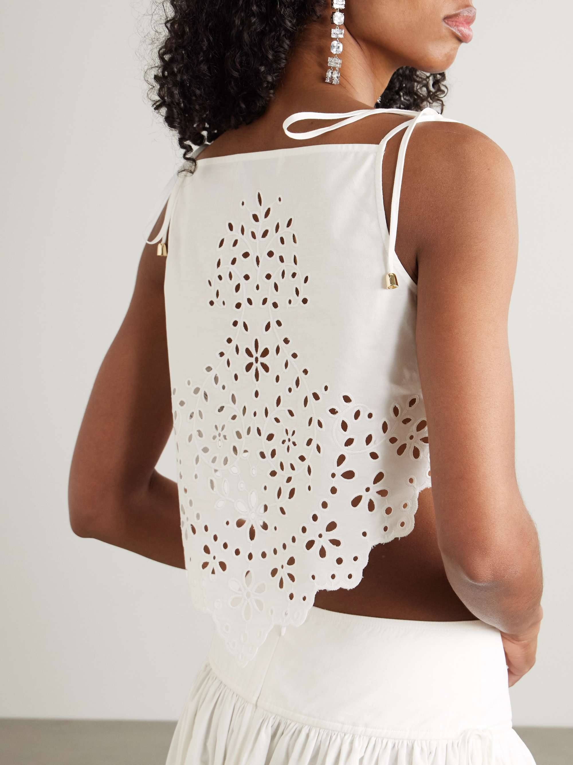 Cropped broderie anglaise cotton camisole view