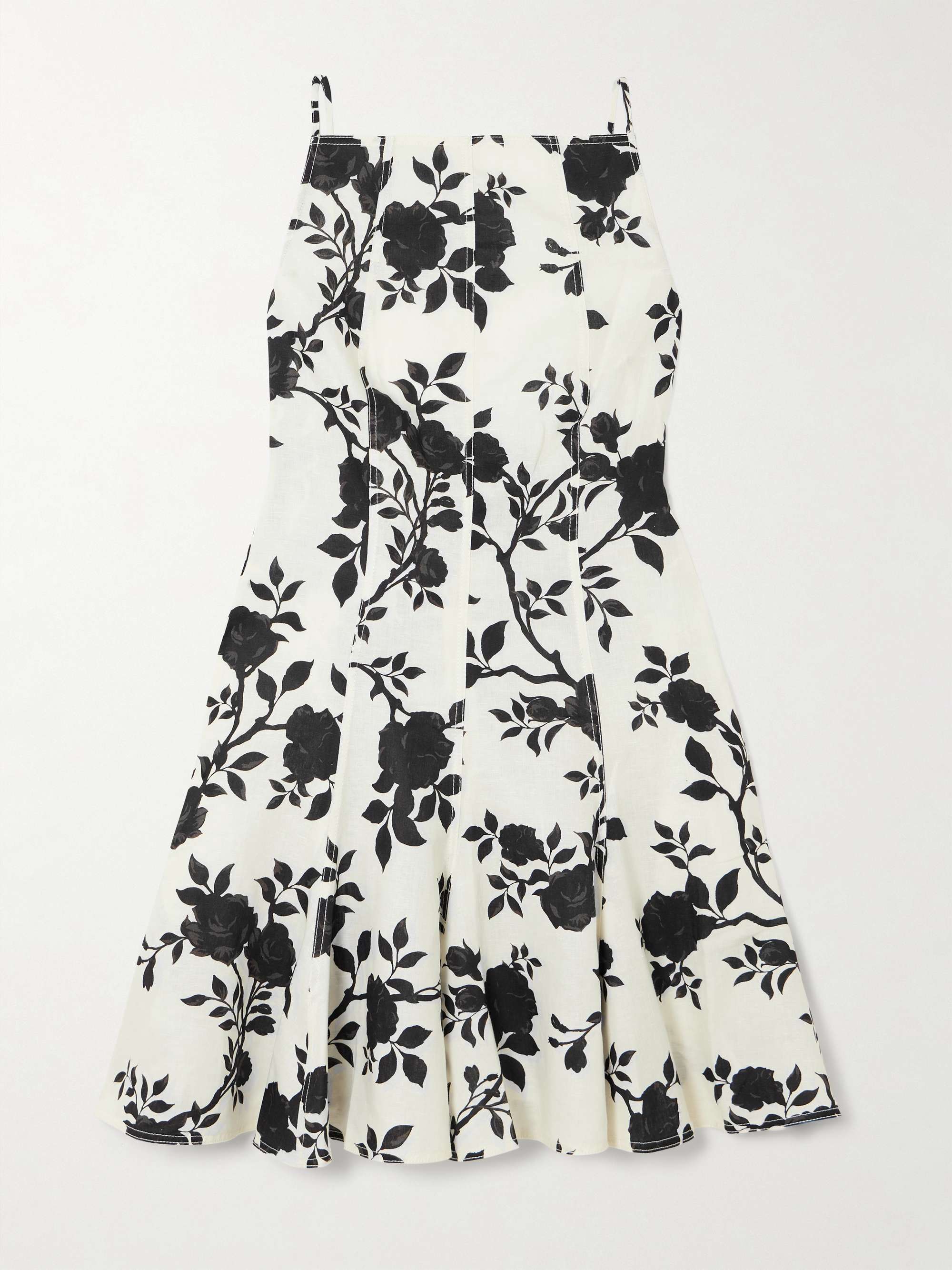 Open-back bow-detailed floral-print linen and cotton-blend mini dress view