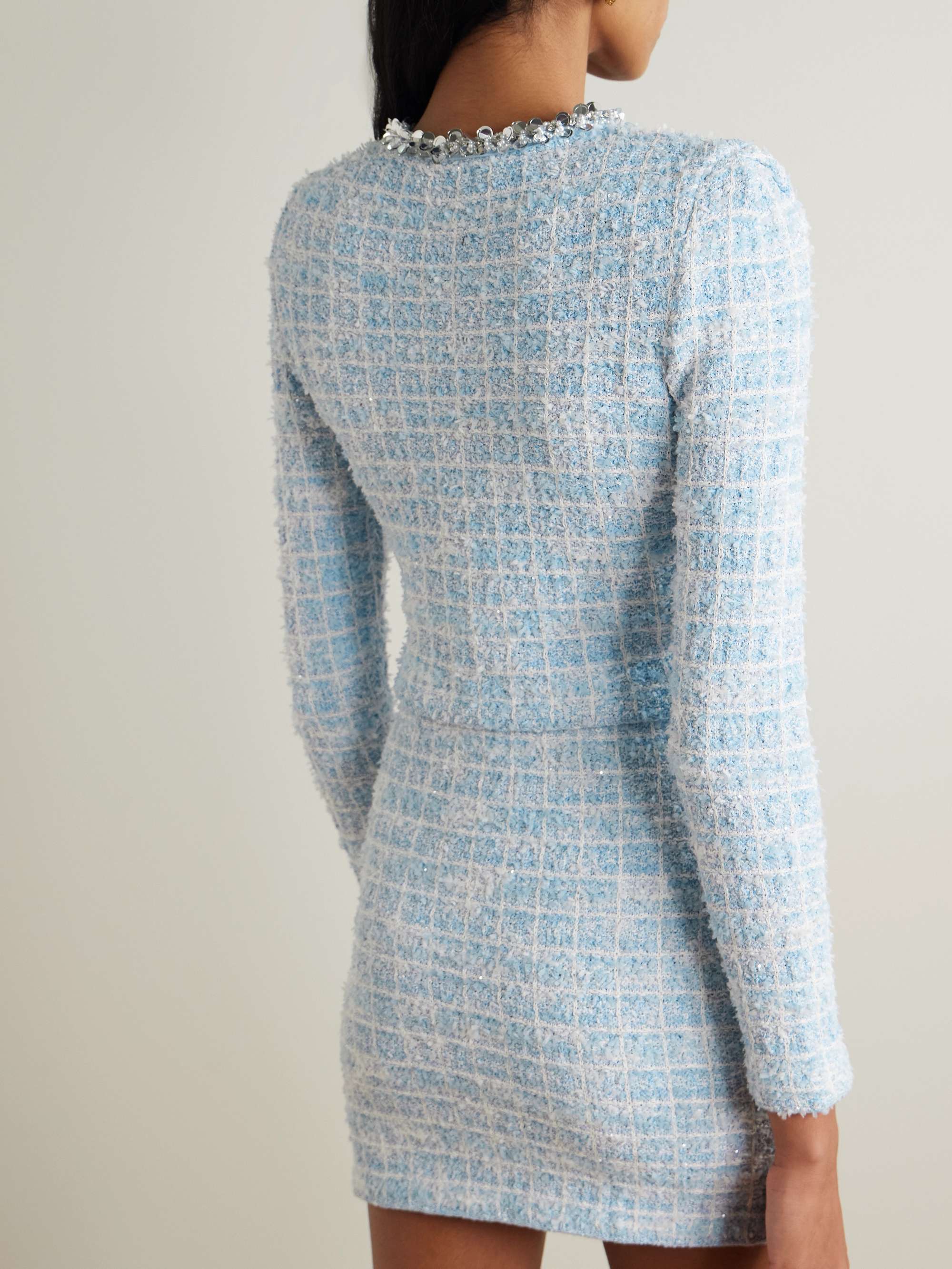 Embellished checked bouclé-tweed cardigan view