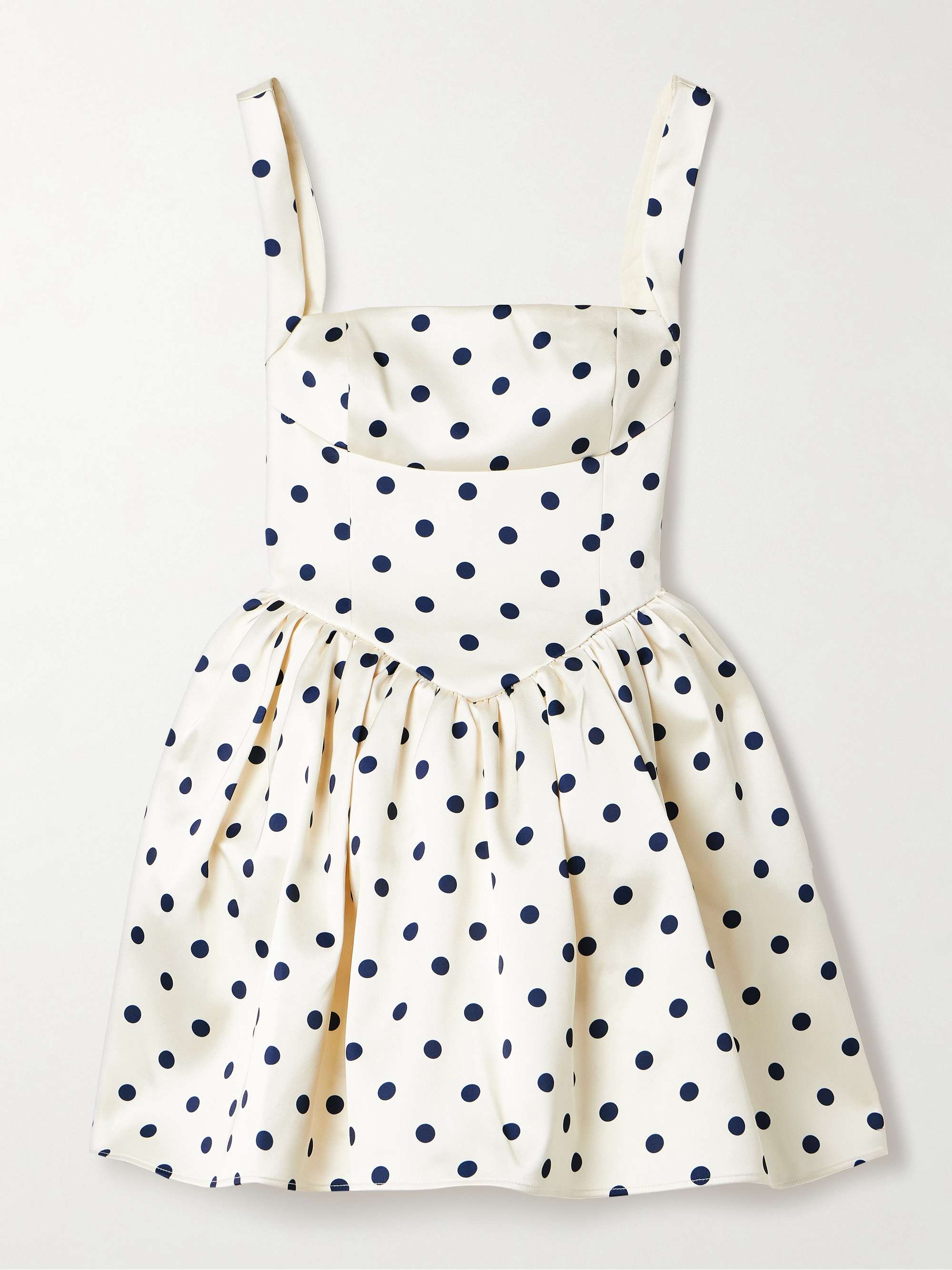 Pleated polka-dot duchesse-satin mini dress view