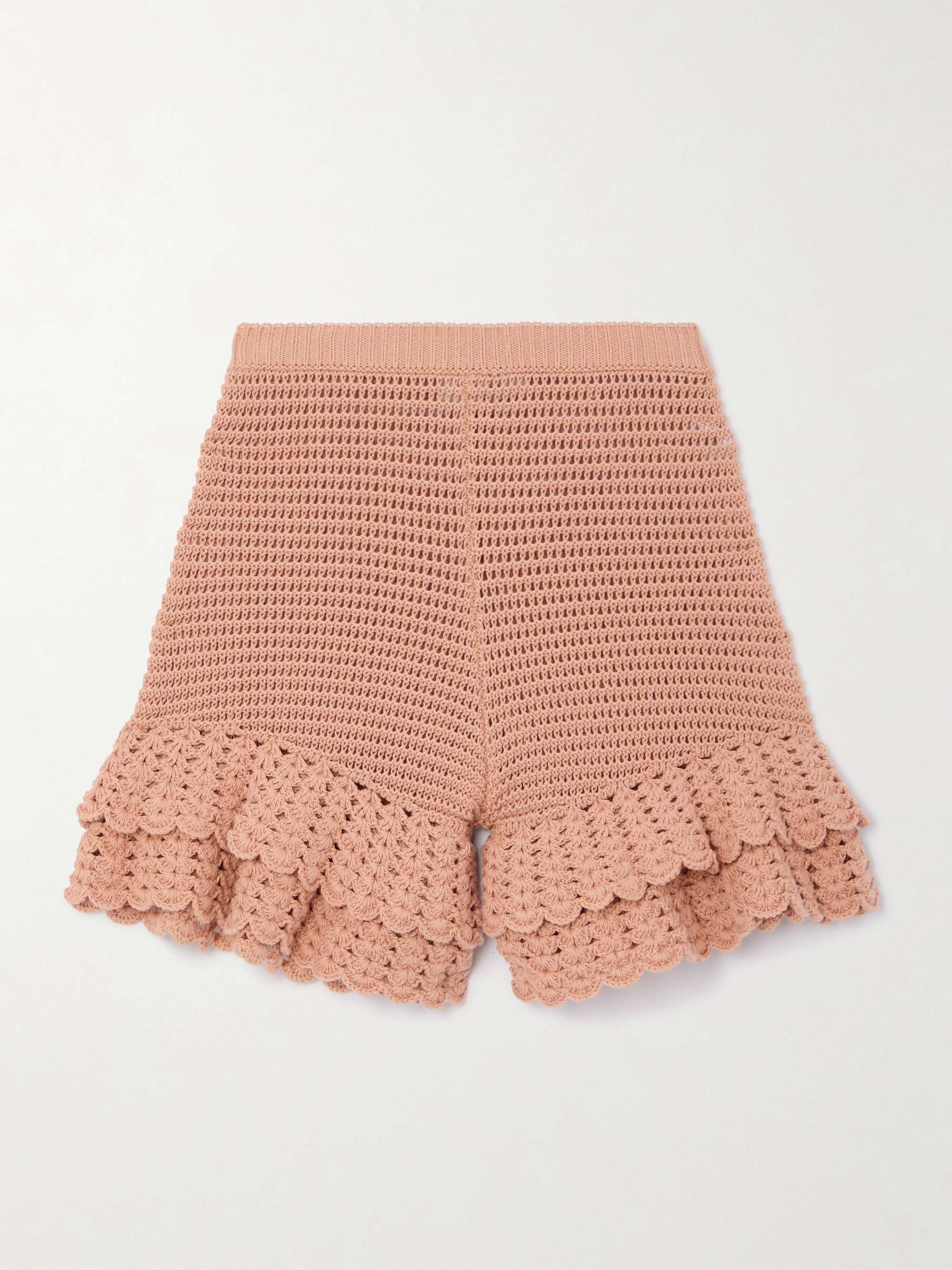 Ruffled crocheted cotton shorts view