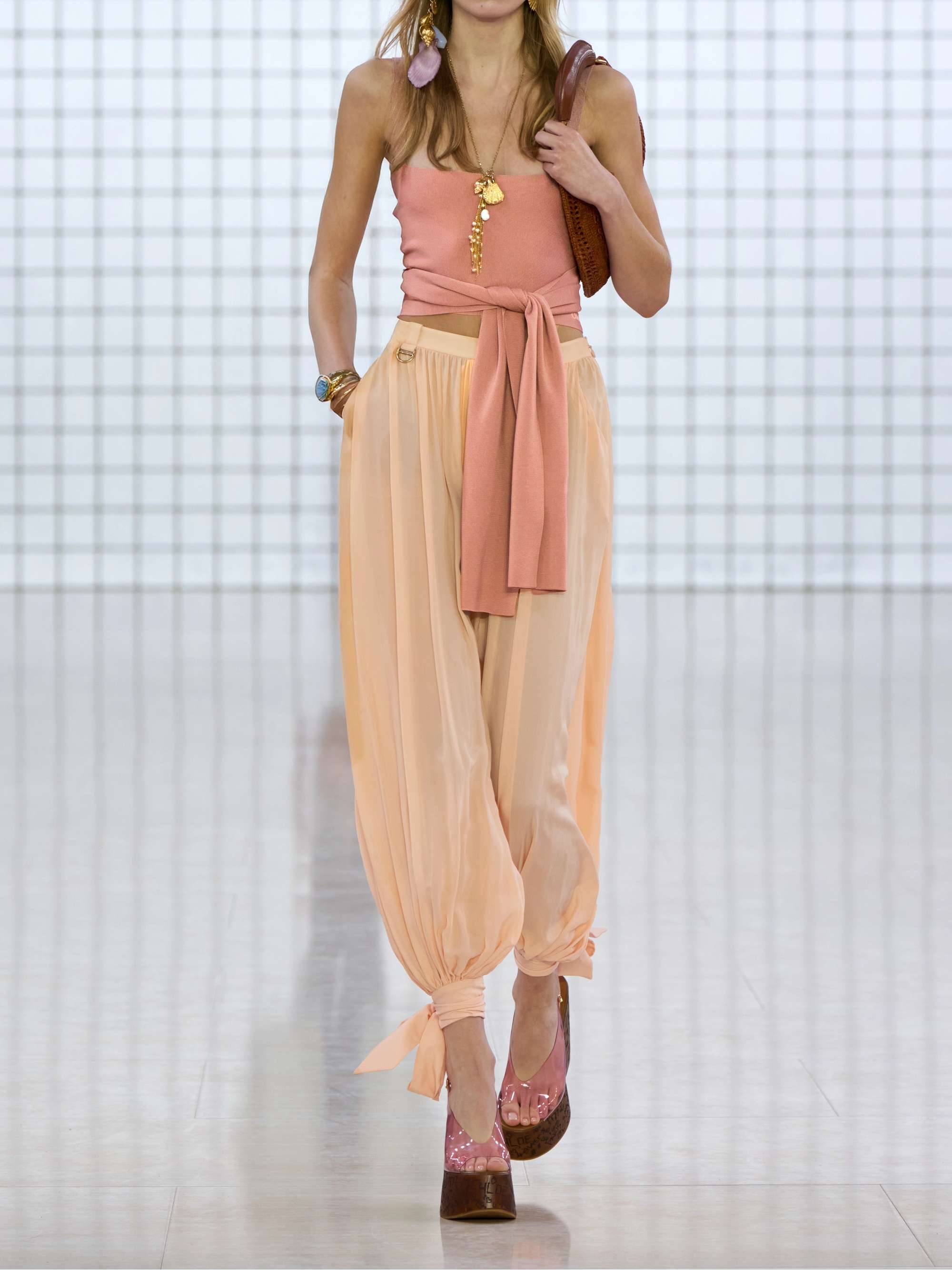 Cropped jersey wrap top view