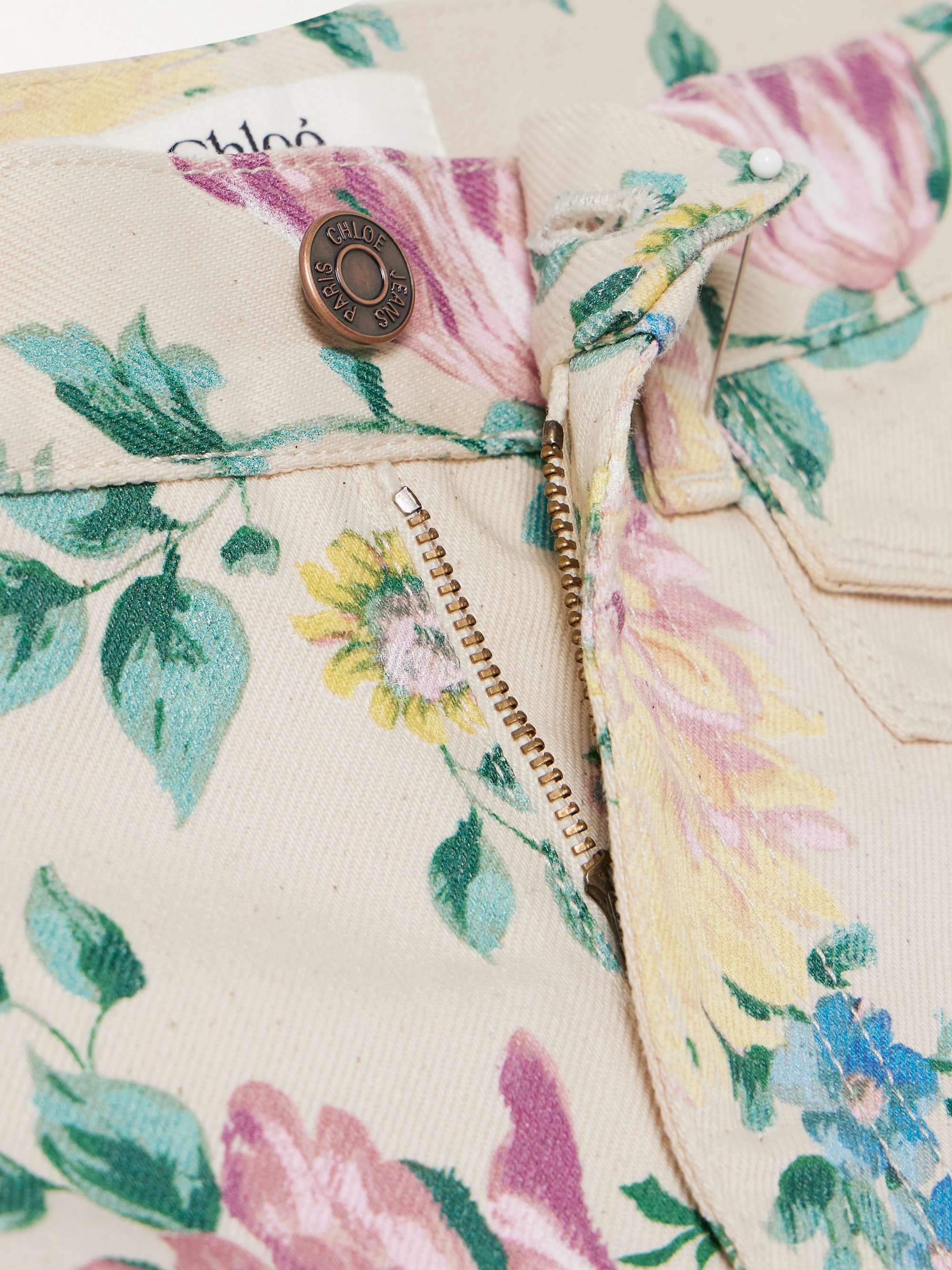 Floral-print high-rise straight-leg jeans view