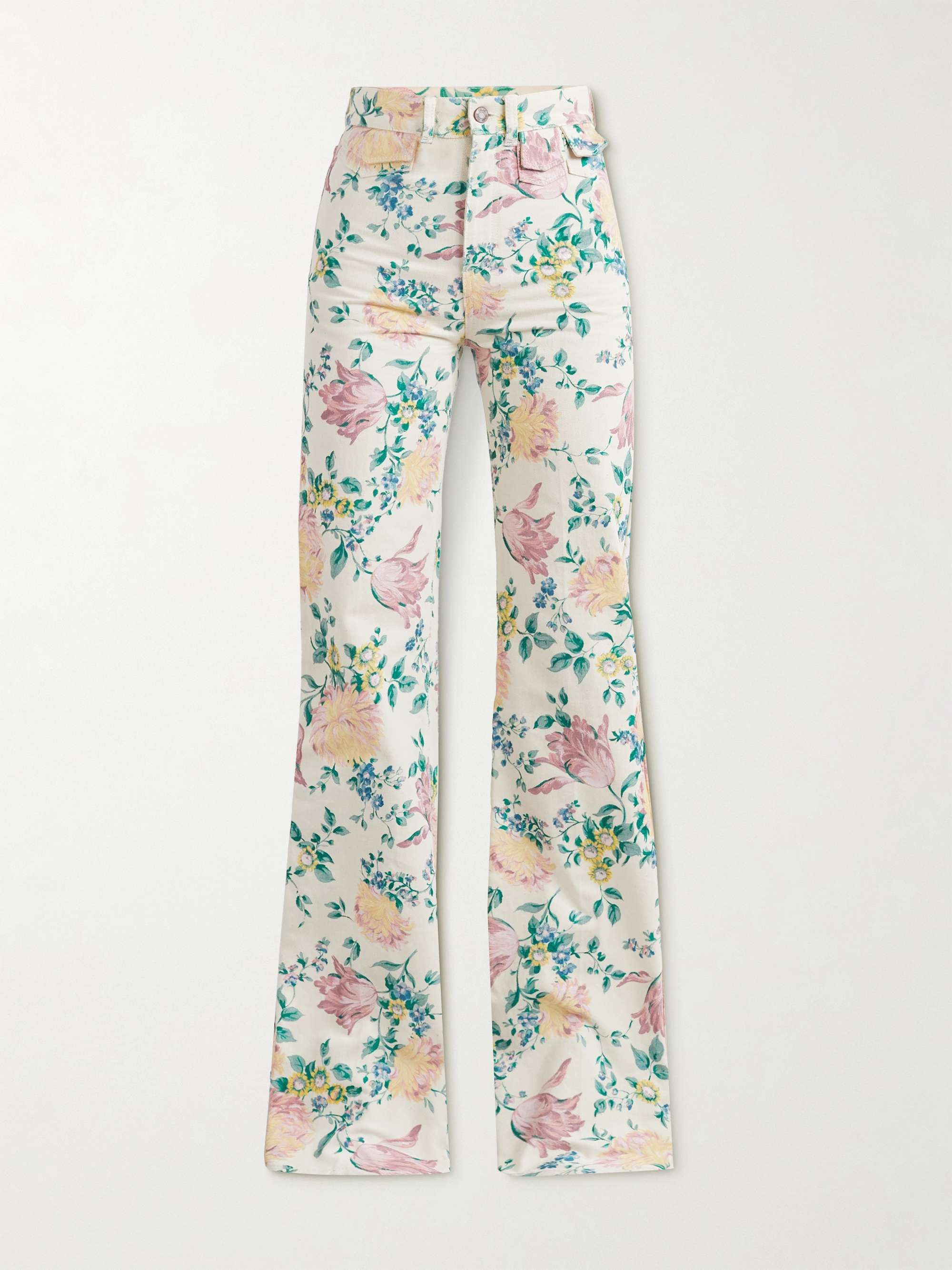 Floral-print high-rise straight-leg jeans view