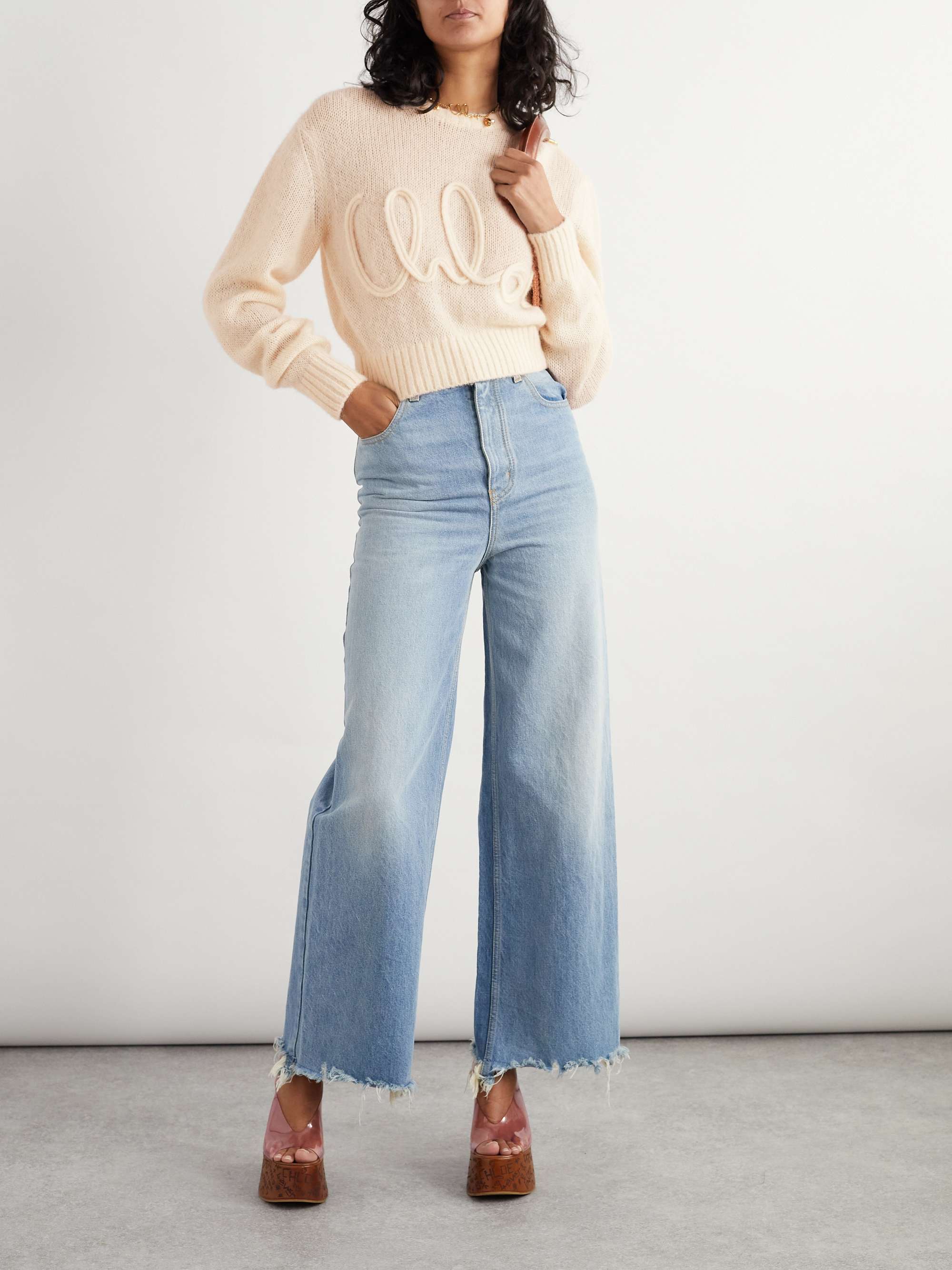 Embroidered alpaca and silk-blend sweater view