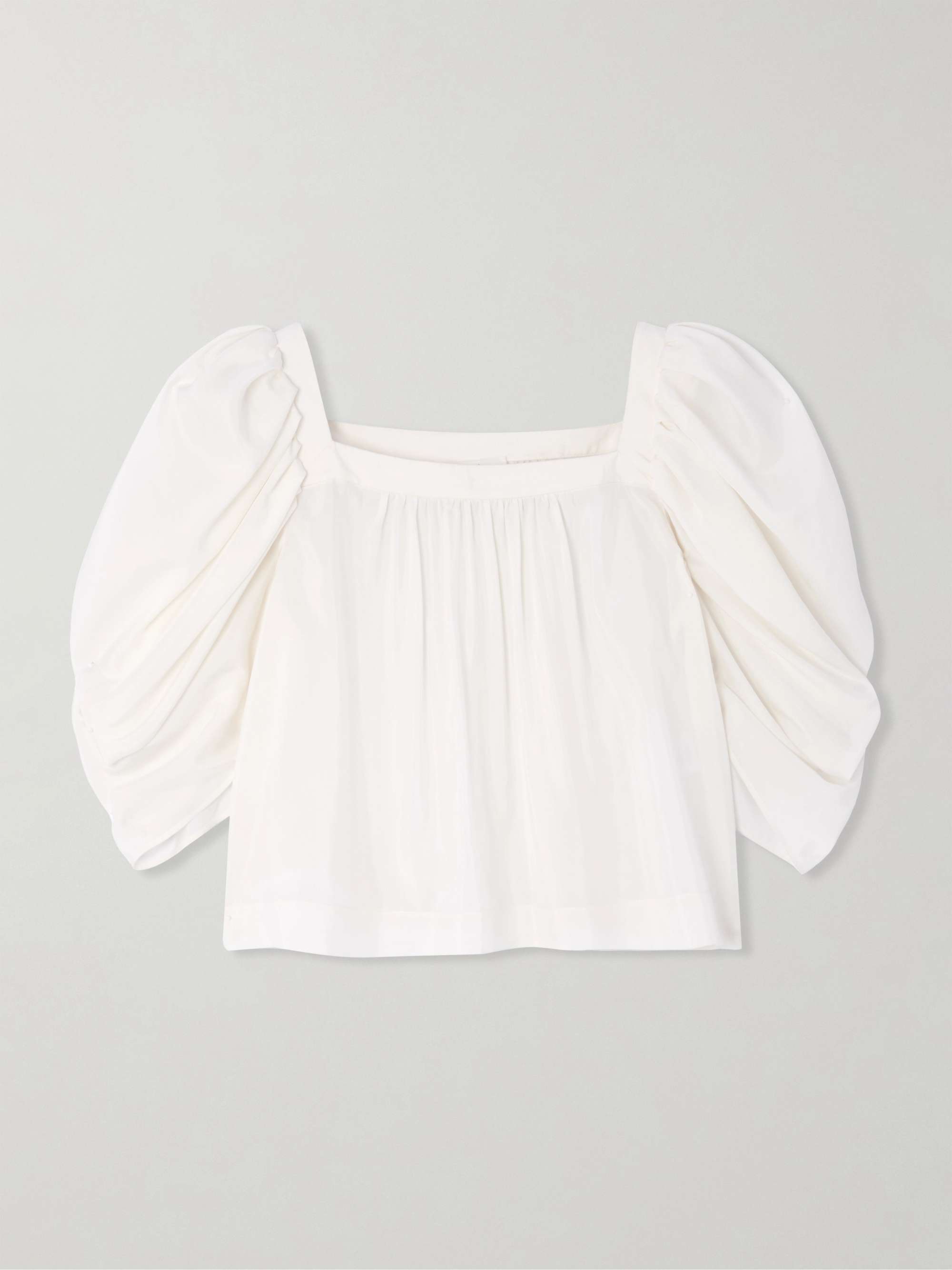Cropped gathered silk blouse view