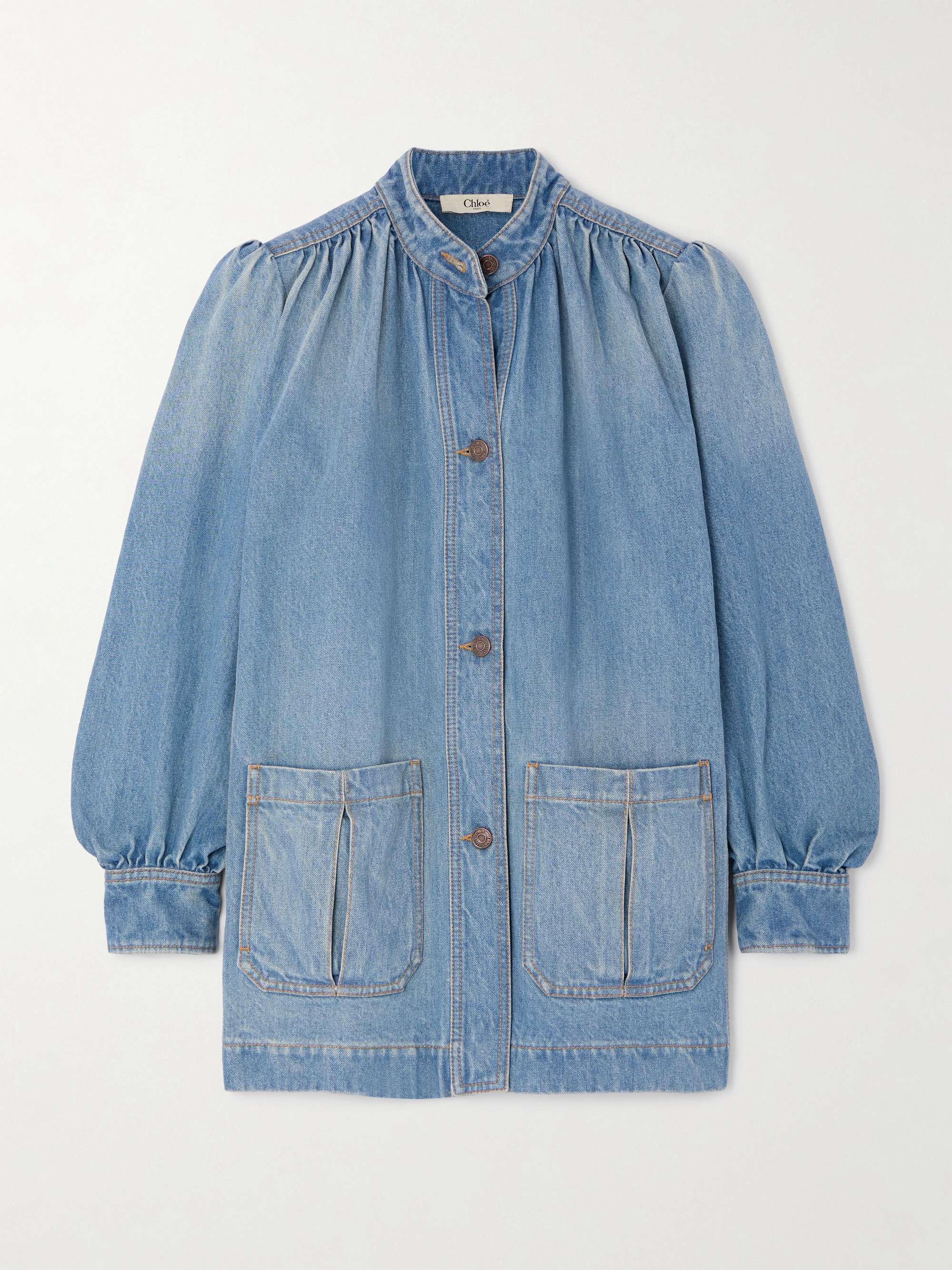 Gathered denim jacket view
