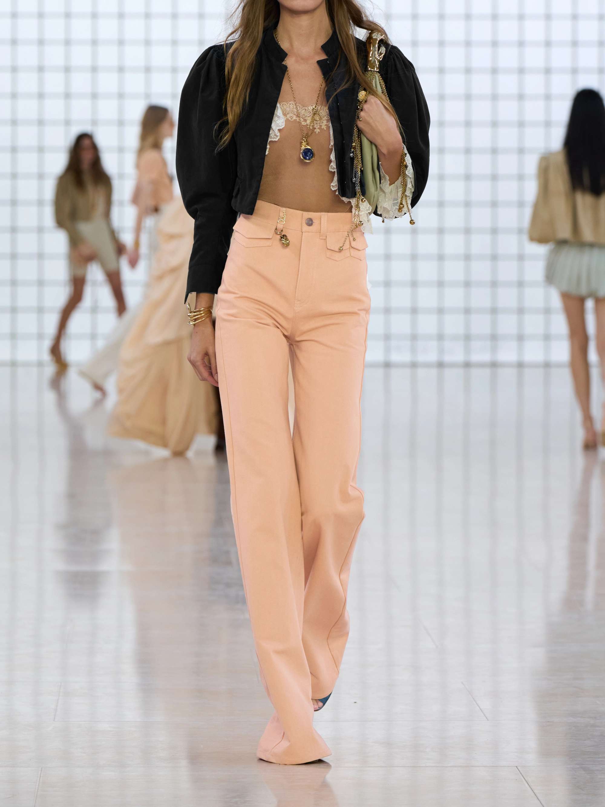 Embellished high-rise straight-leg jeans view