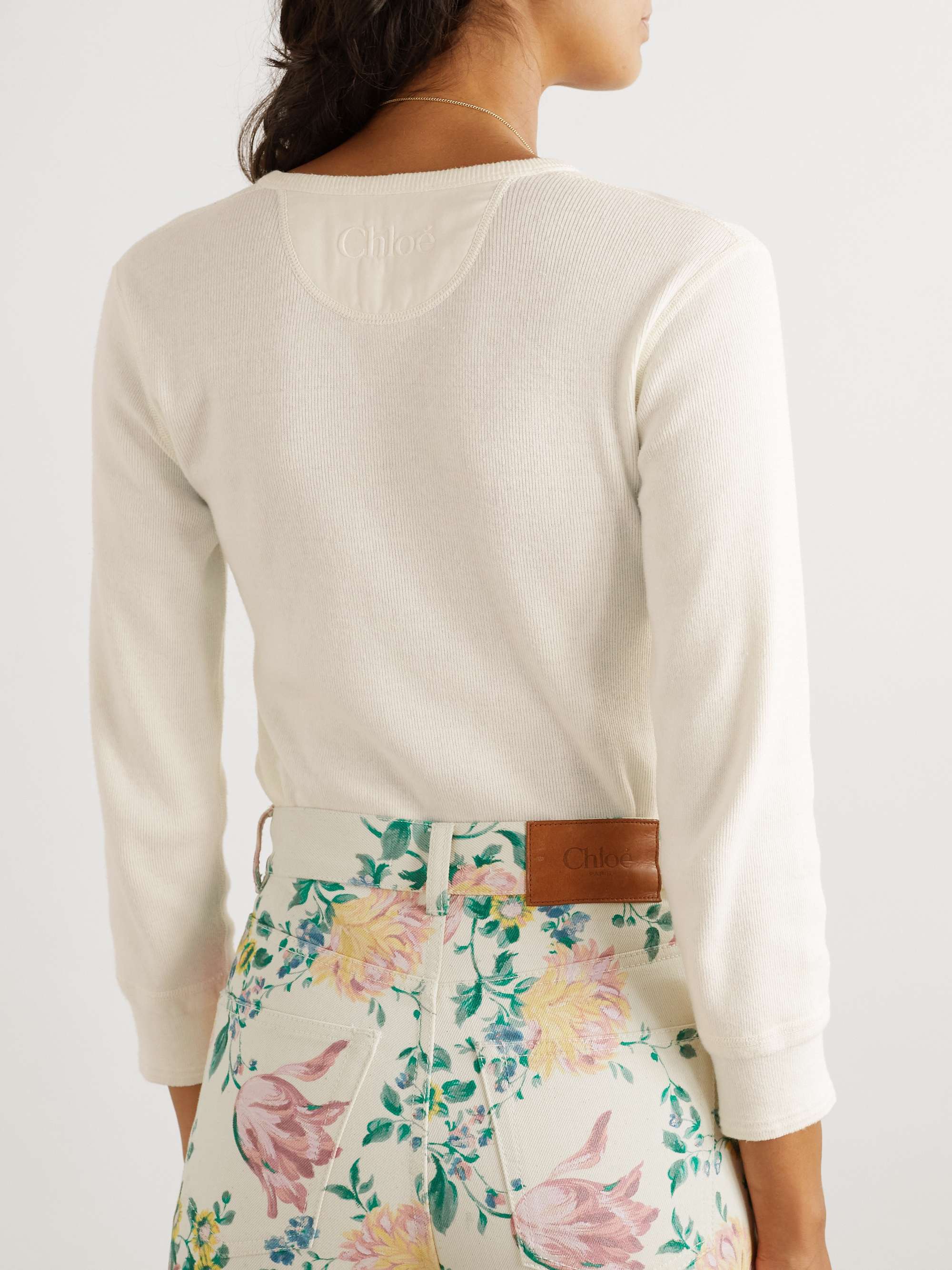 Ribbed cotton-jersey Henley top view
