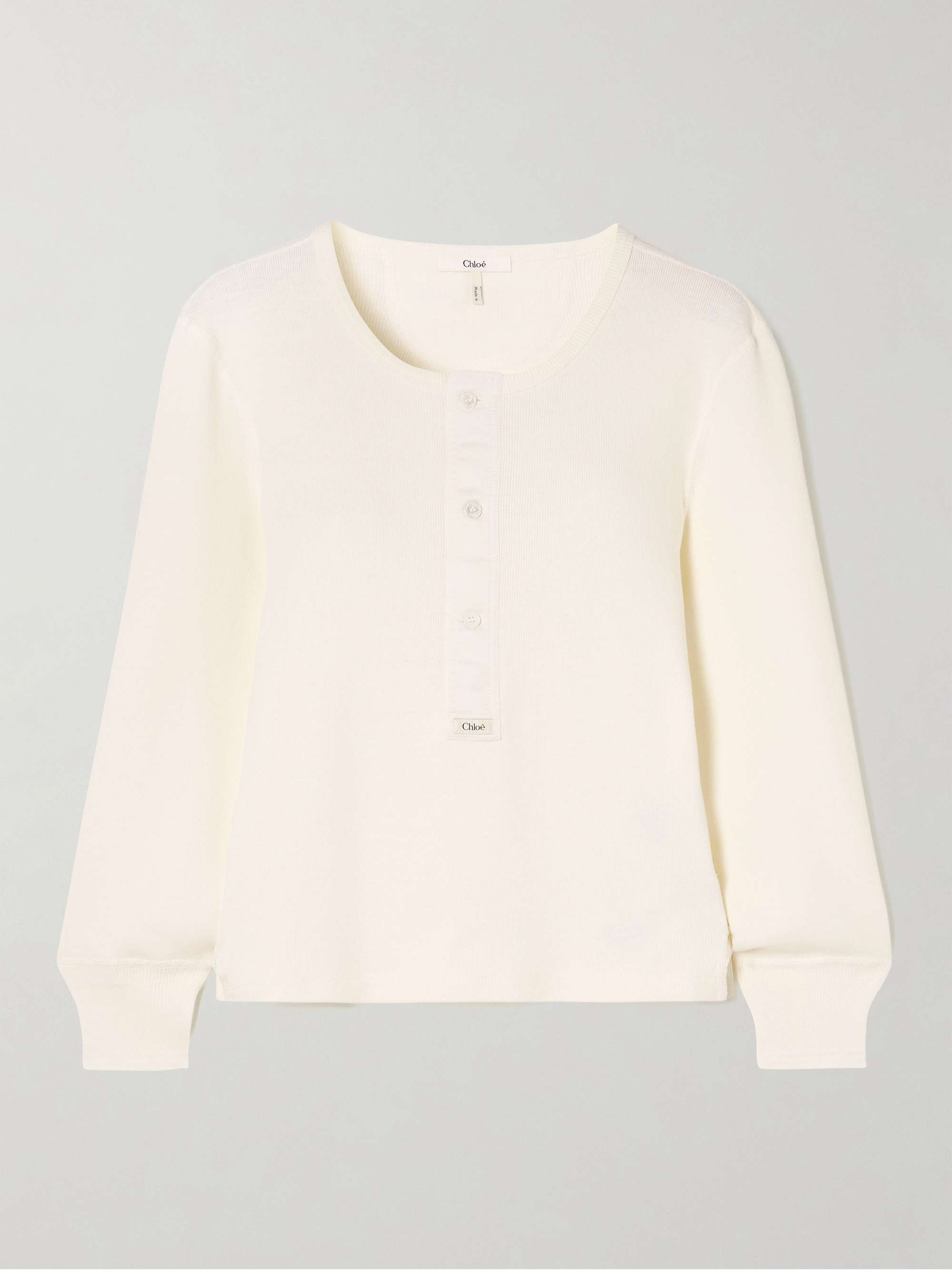 Ribbed cotton-jersey Henley top view