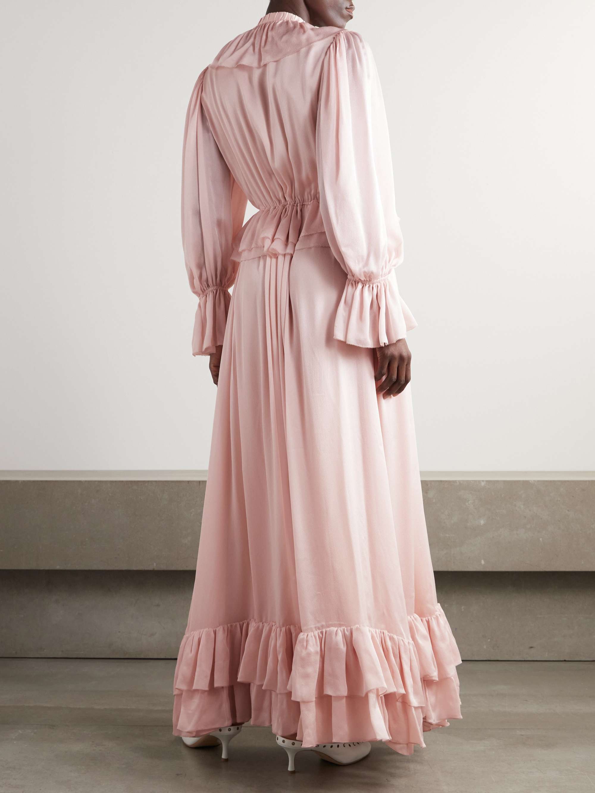 Ruffled silk-chiffon gown view