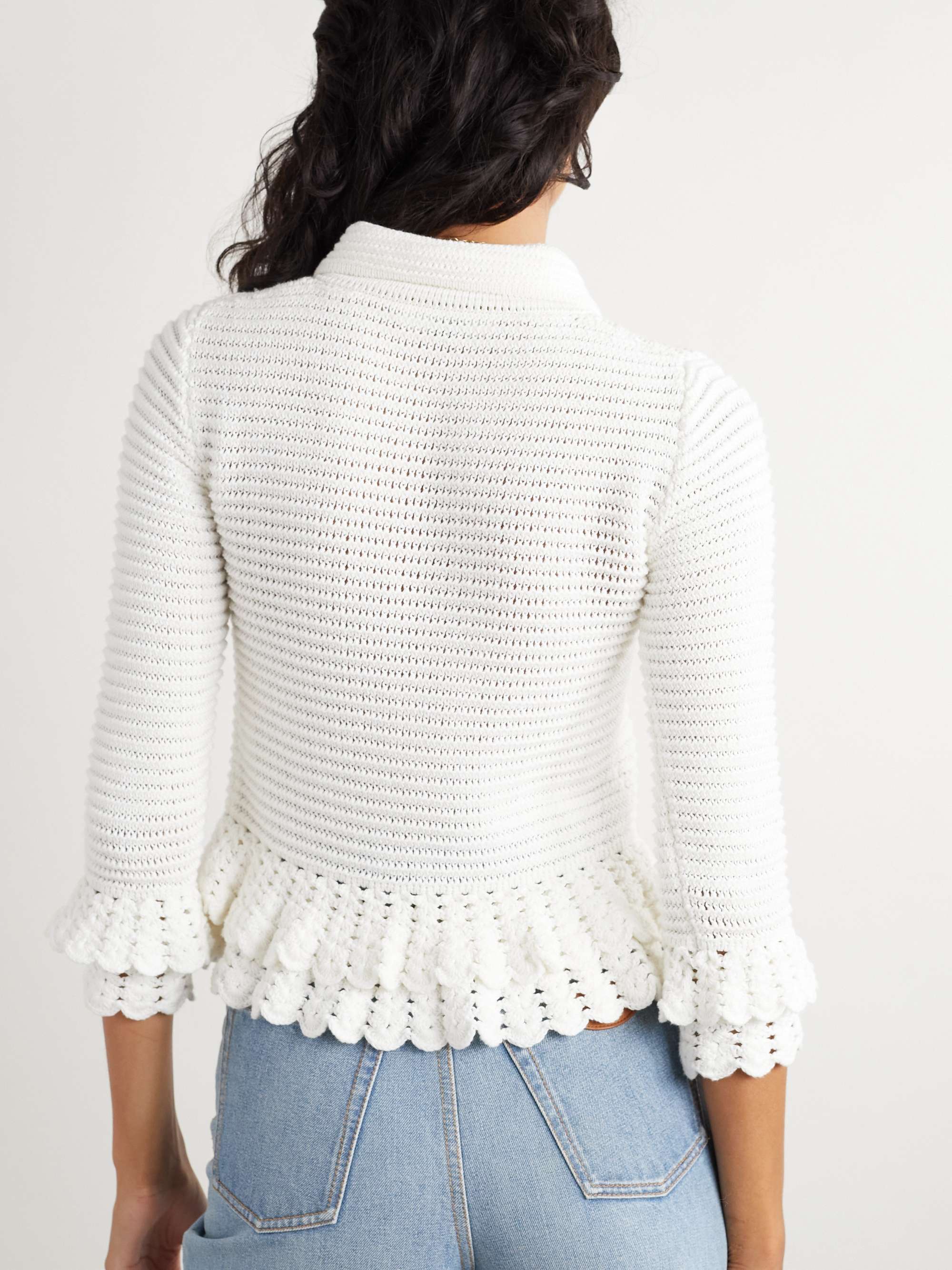 Ruffled crocheted cotton cardigan view