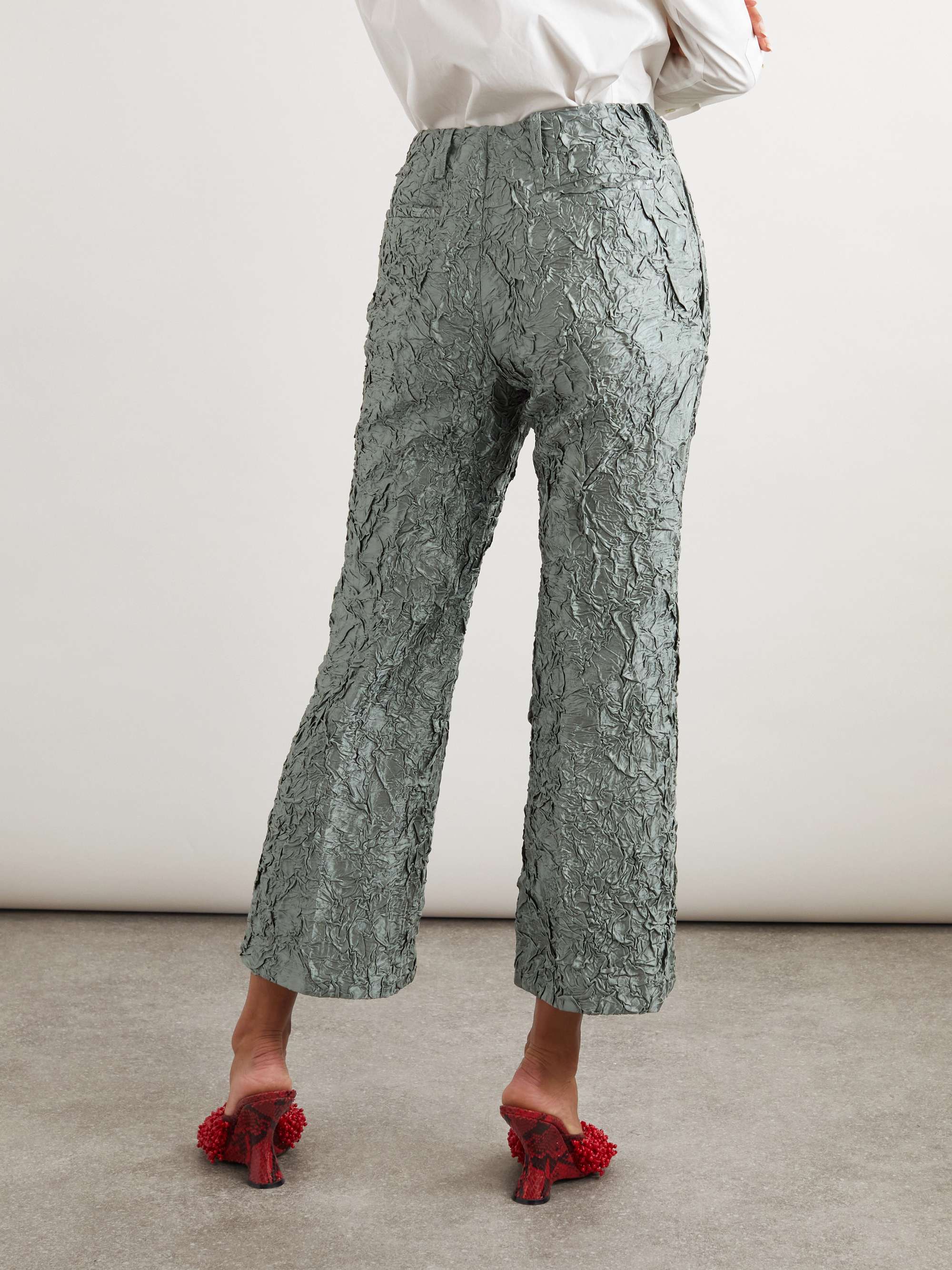 Paloma crinkled-satin straight-leg pants view