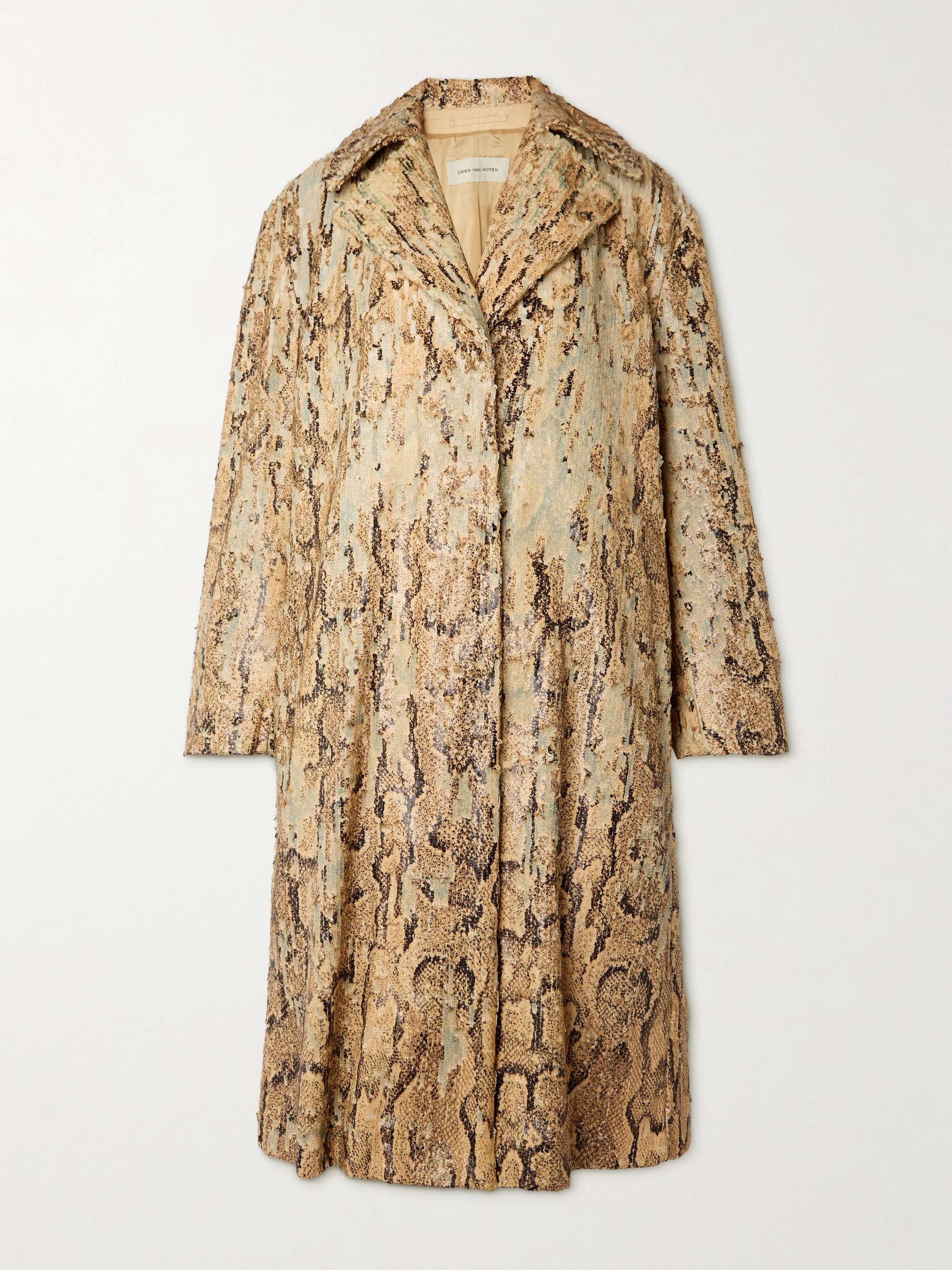 Snake-effect sequined cotton coat view