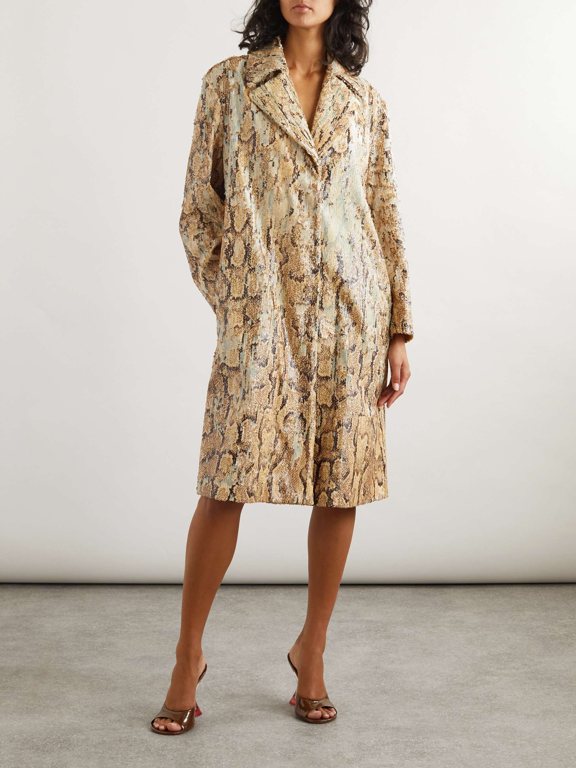 Snake-effect sequined cotton coat view