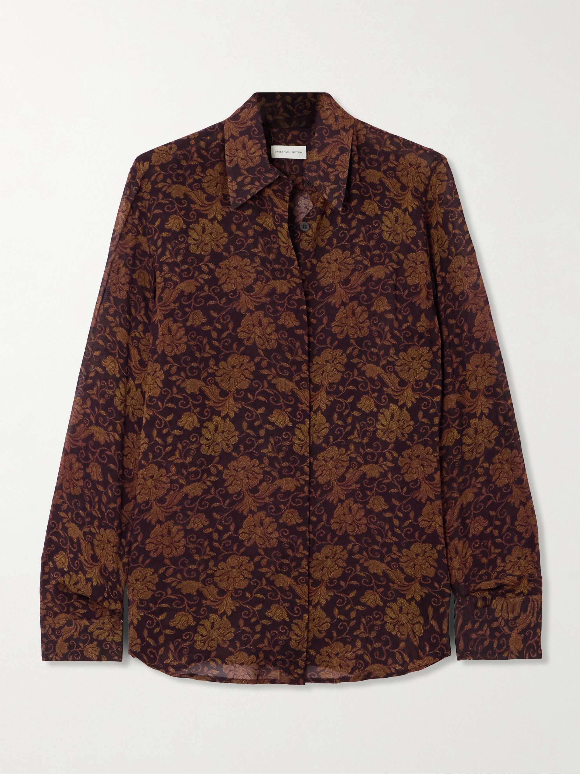 Floral-print crepe de chine shirt view