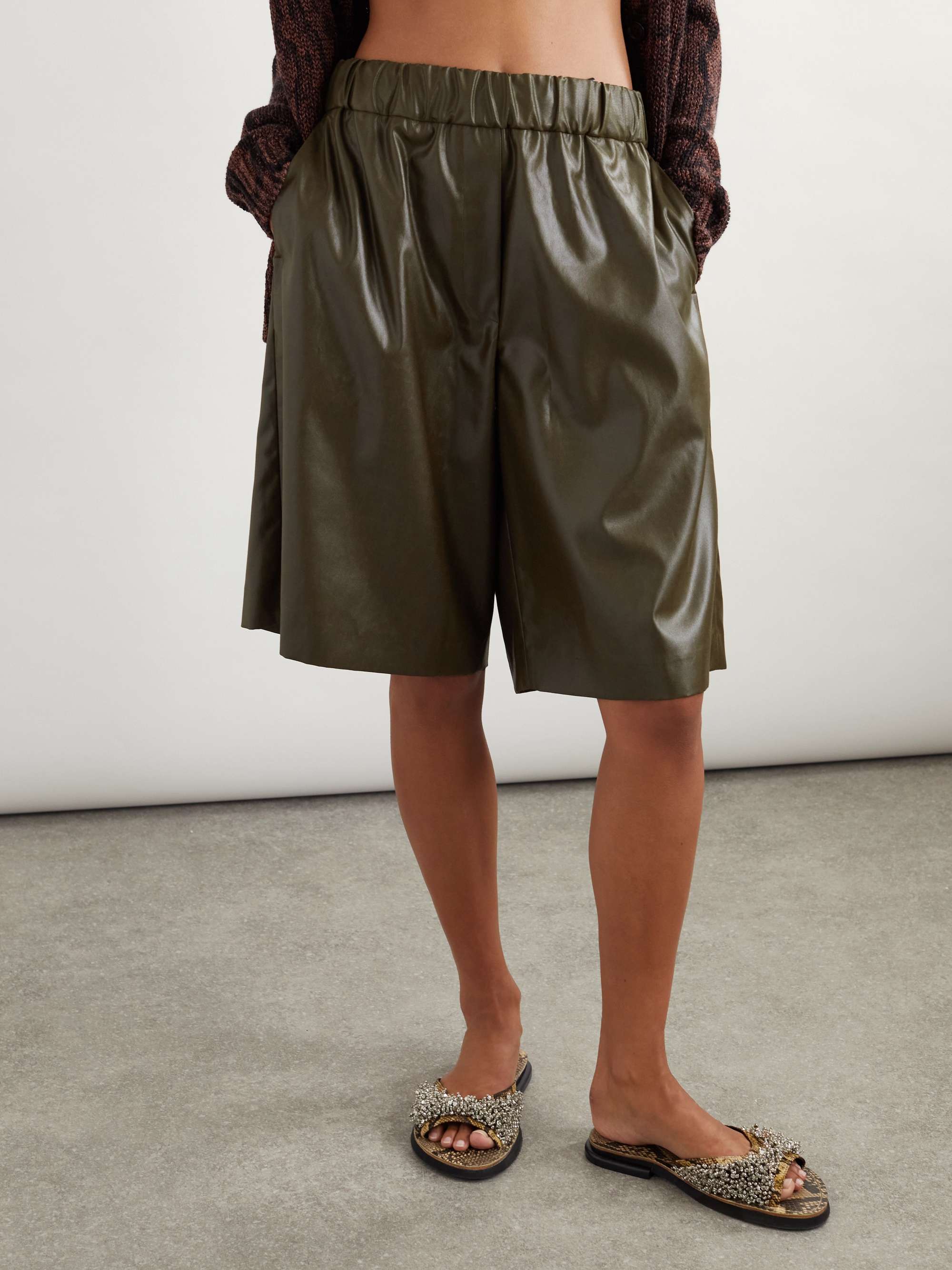 Faux leather shorts view