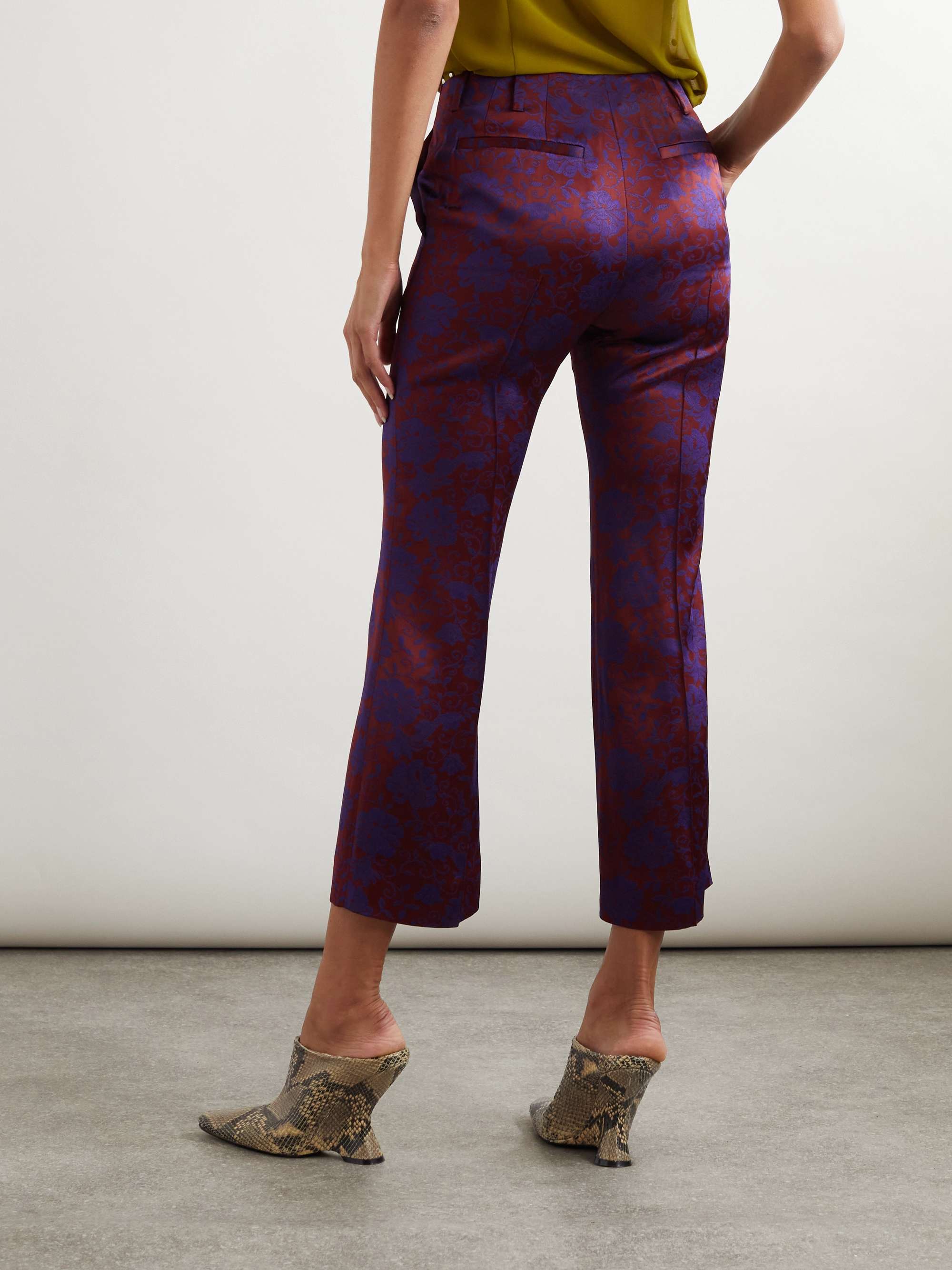 Paloma cropped floral-jacquard flared pants view