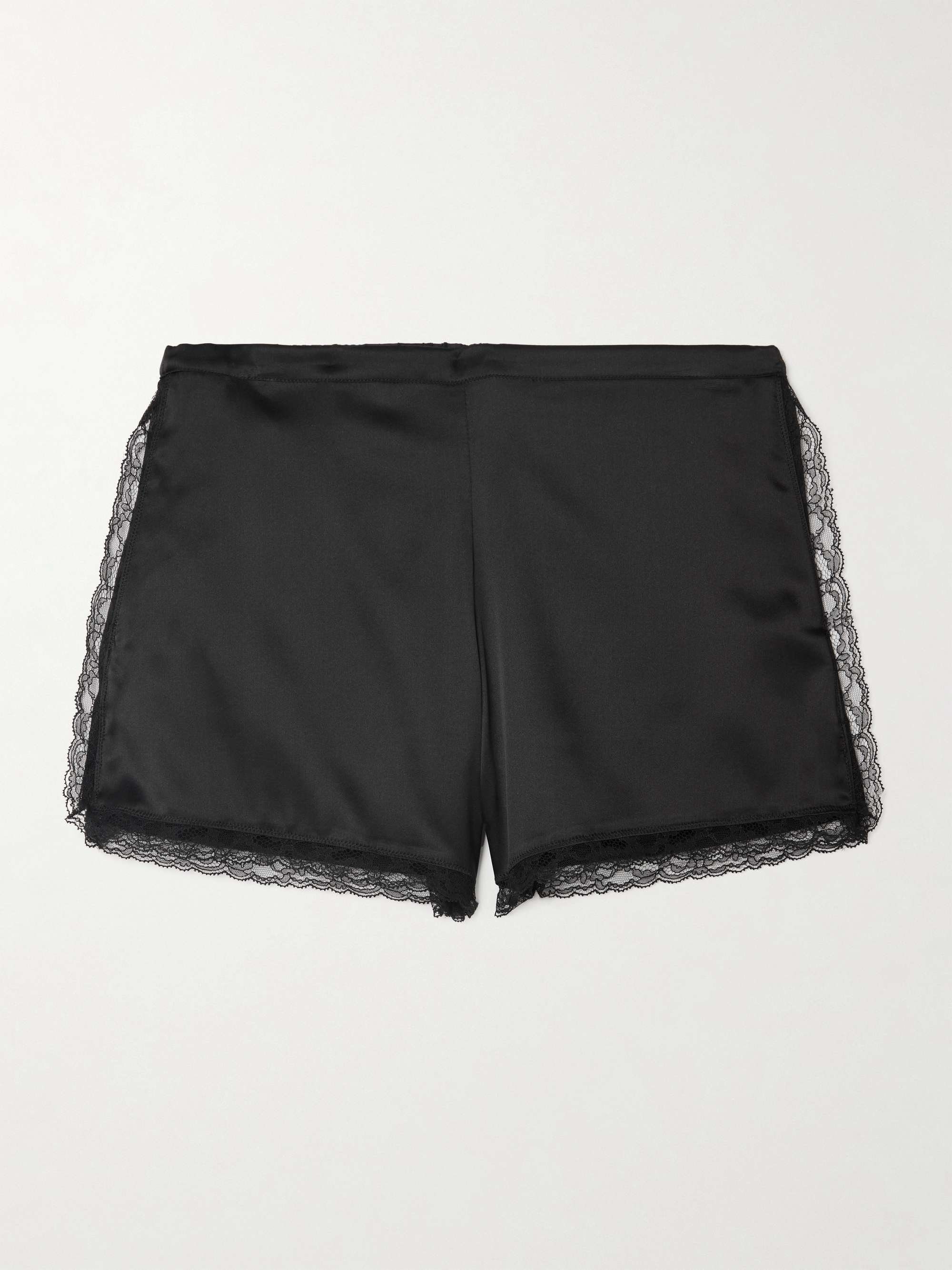 Lace-trimmed silk-blend satin shorts view