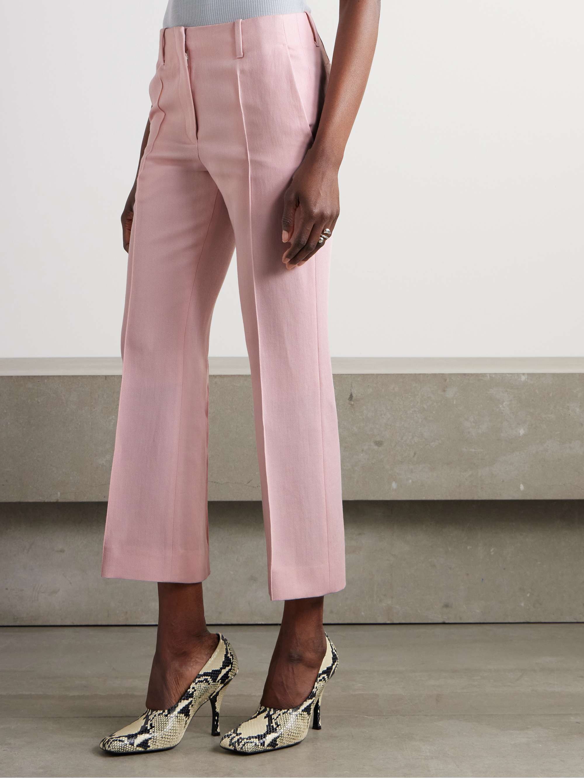 Cropped pleated wool-blend twill straight-leg pants view
