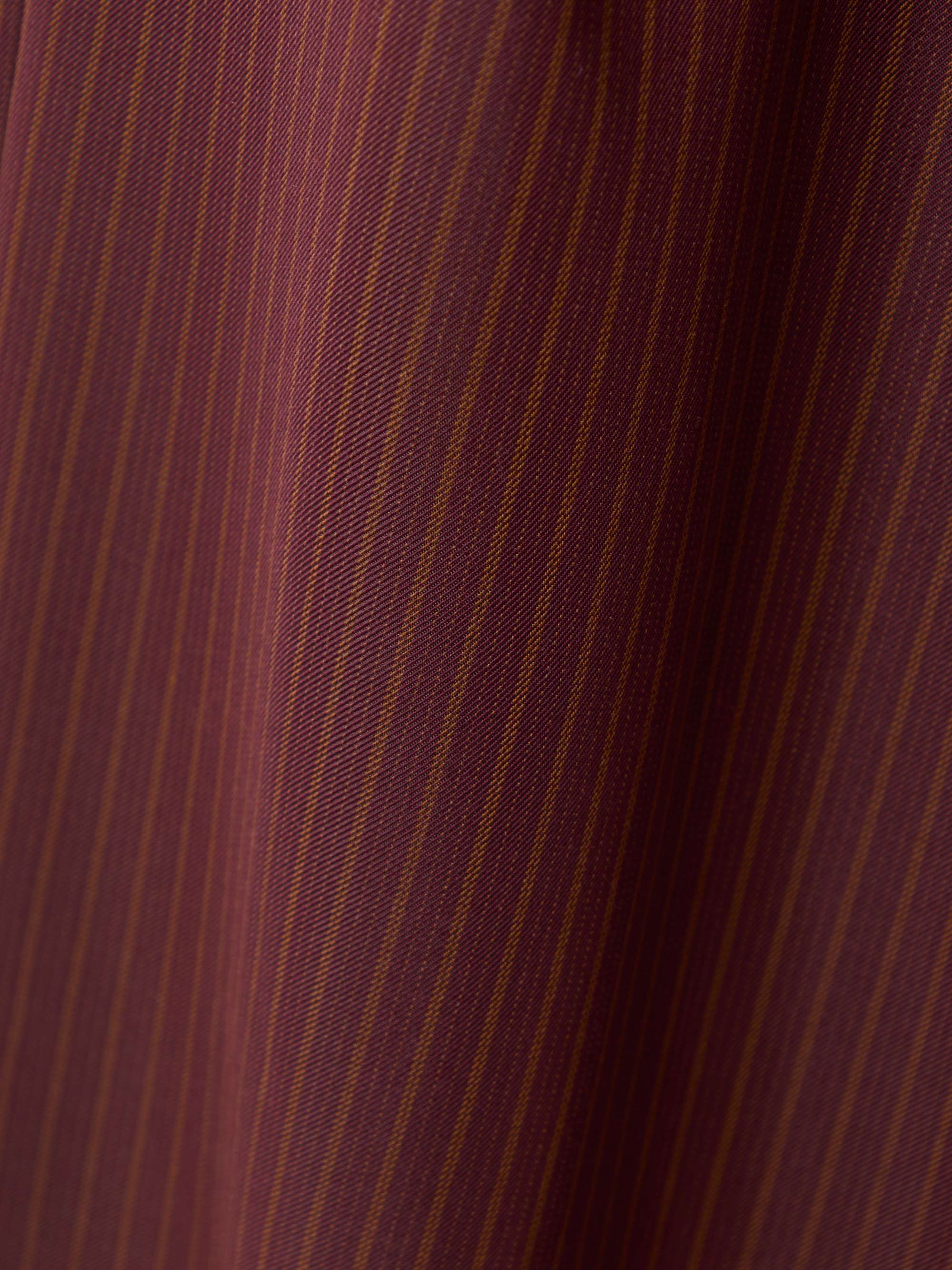 Belted pinstriped wool-blend wide-leg pants view