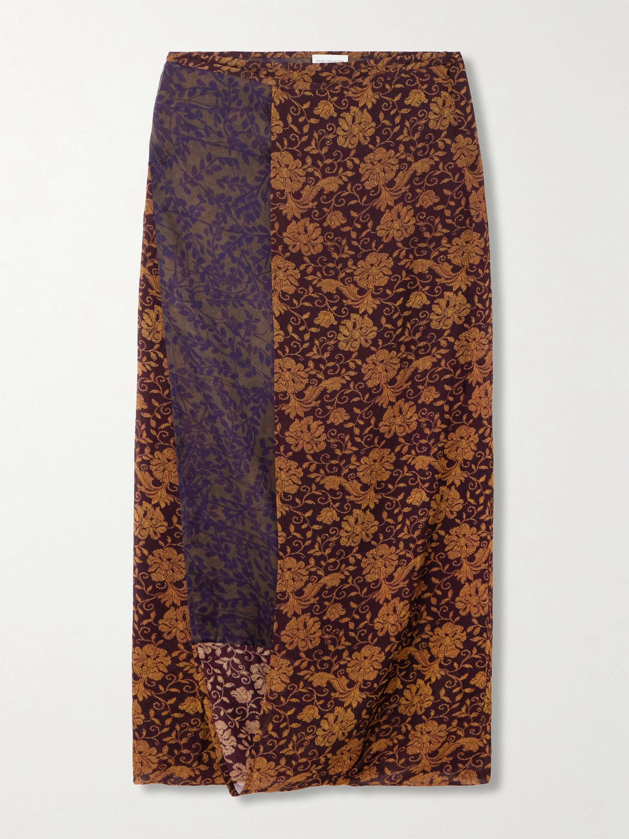 Floral-print chiffon midi skirt view