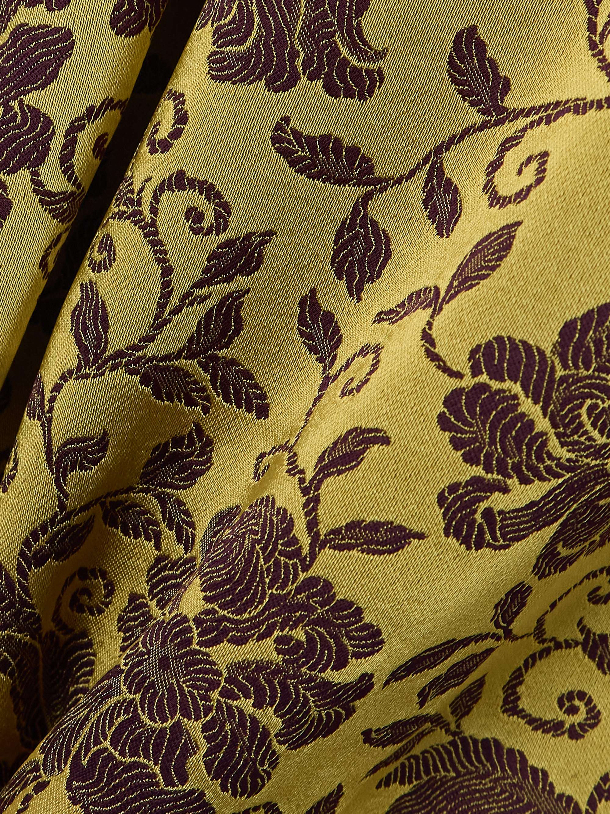 Belted silk-satin jacquard coat view