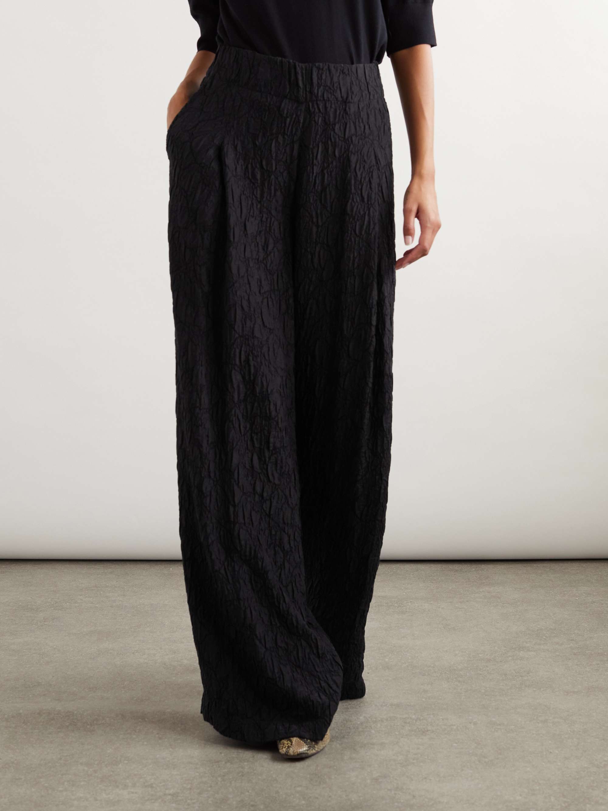 Textured woven wide-leg pants view