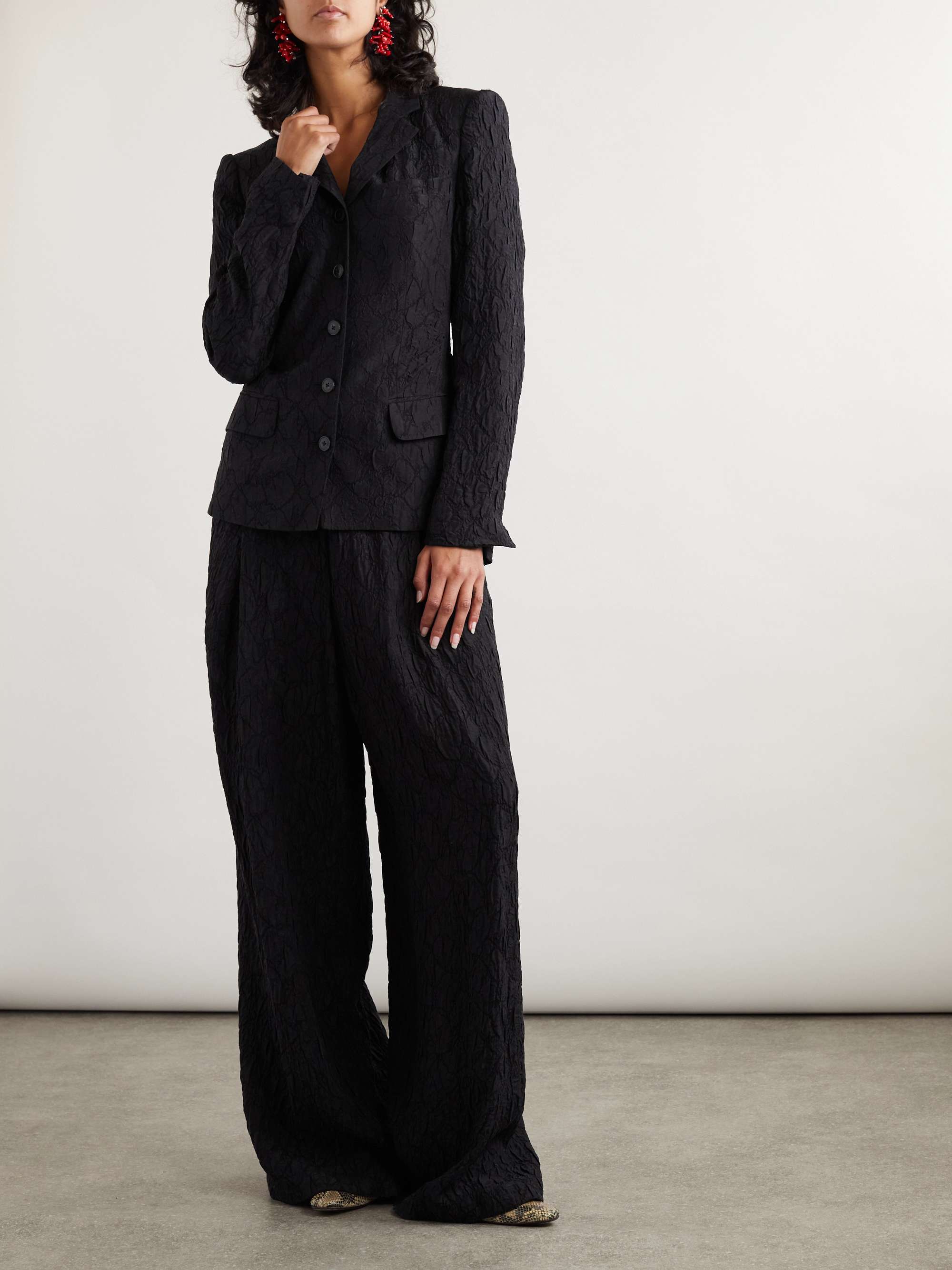 Textured woven wide-leg pants view