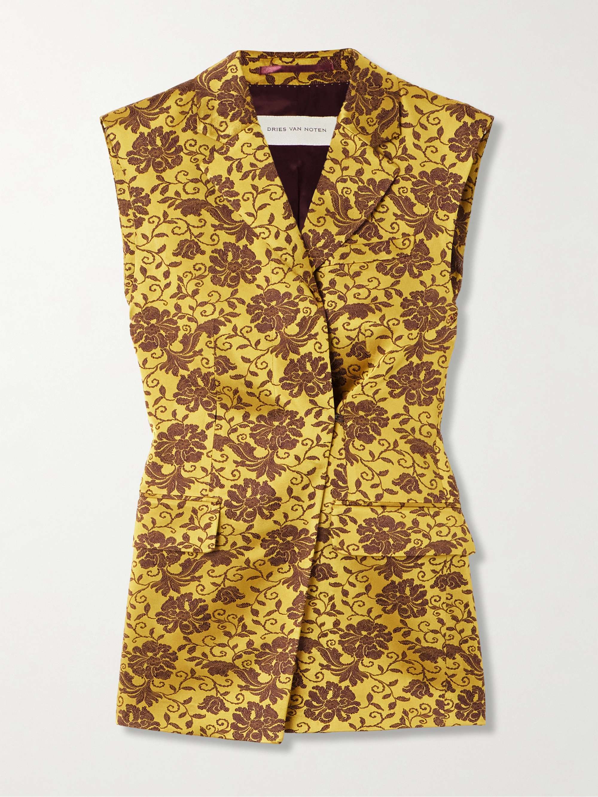 Asymmetric satin-jacquard vest view