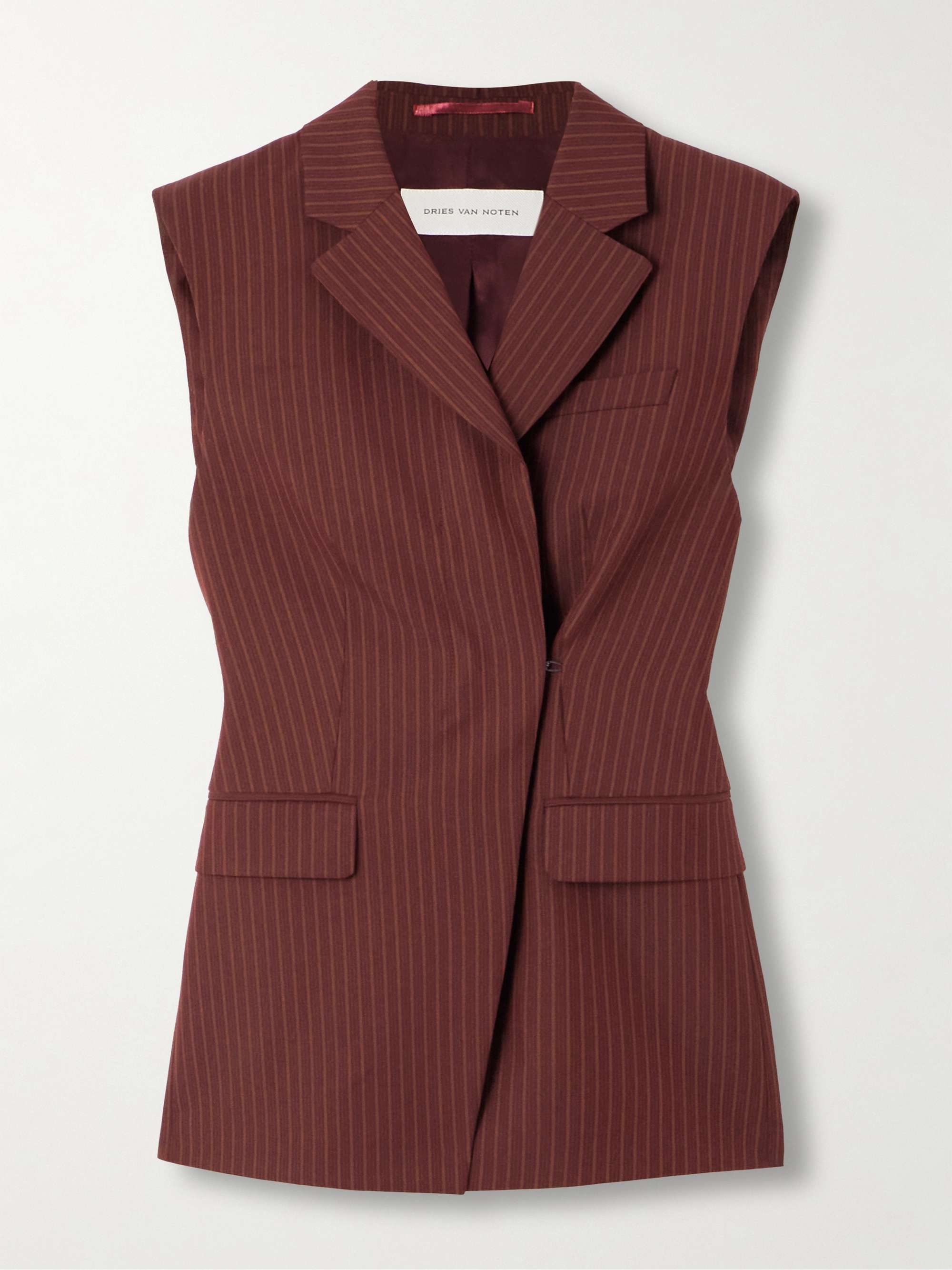 Striped wool-blend twill vest view