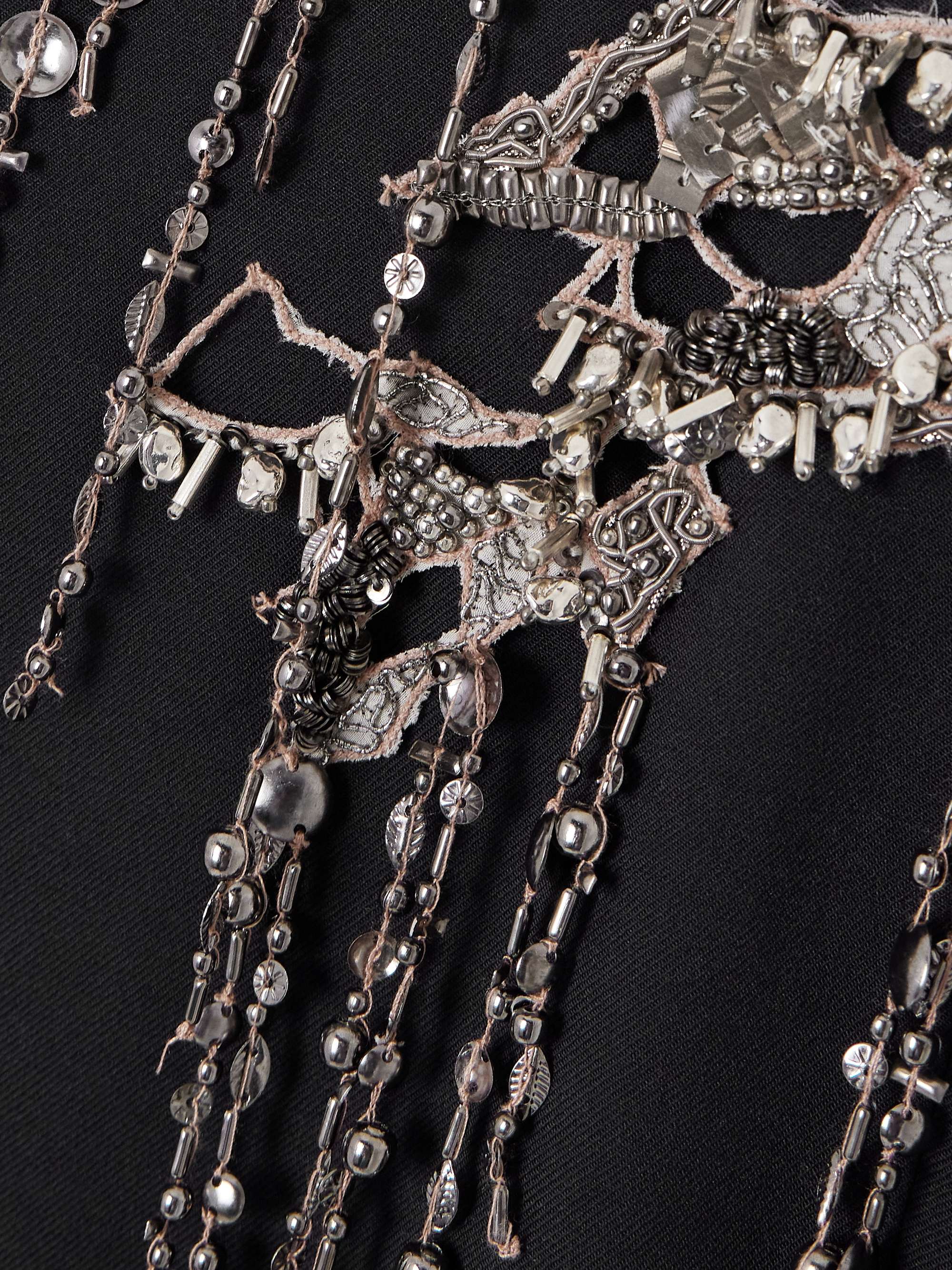 Fringed embellished wool and mohair-blend twill coat view