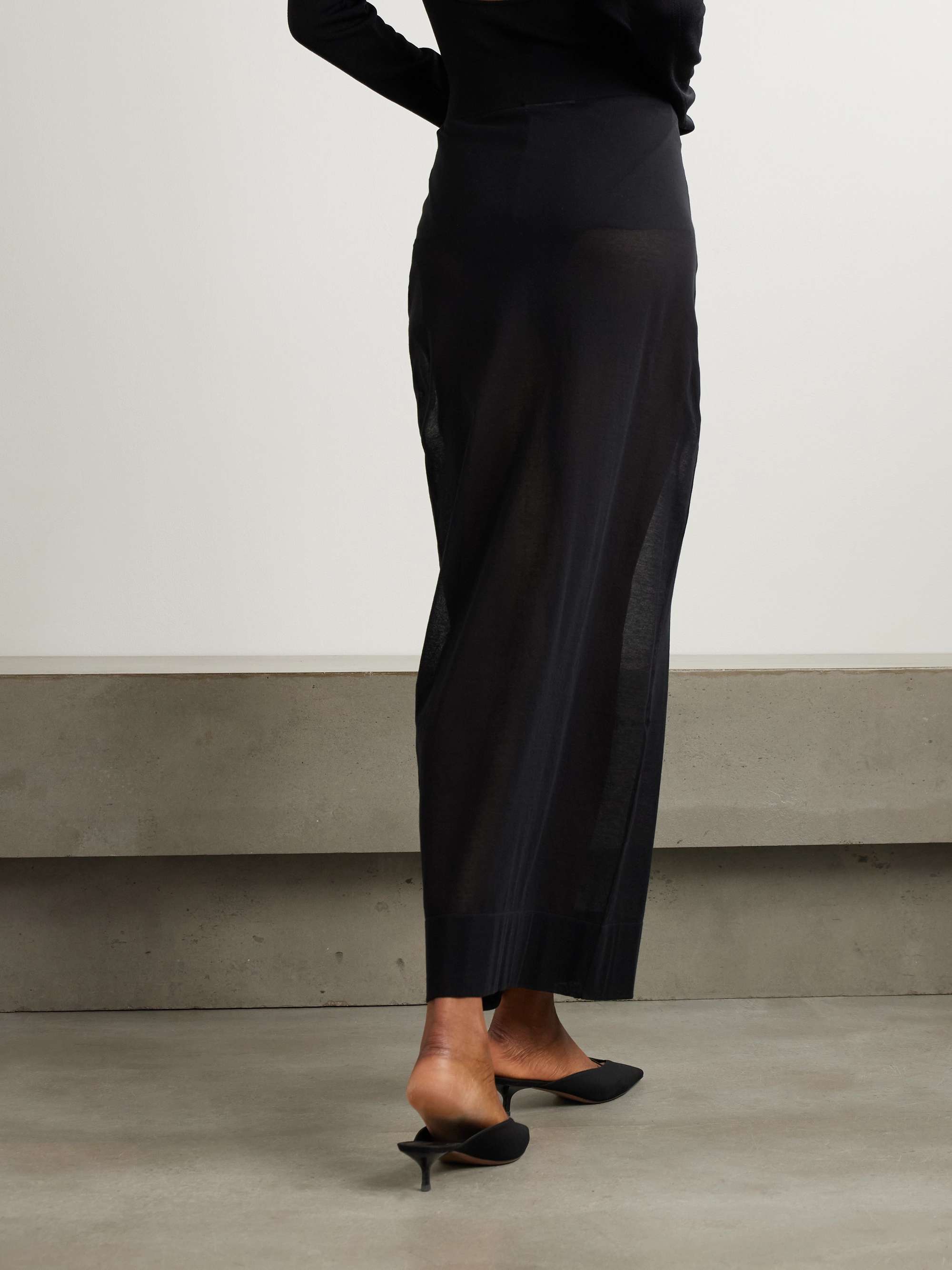 Cotton-blend midi skirt view