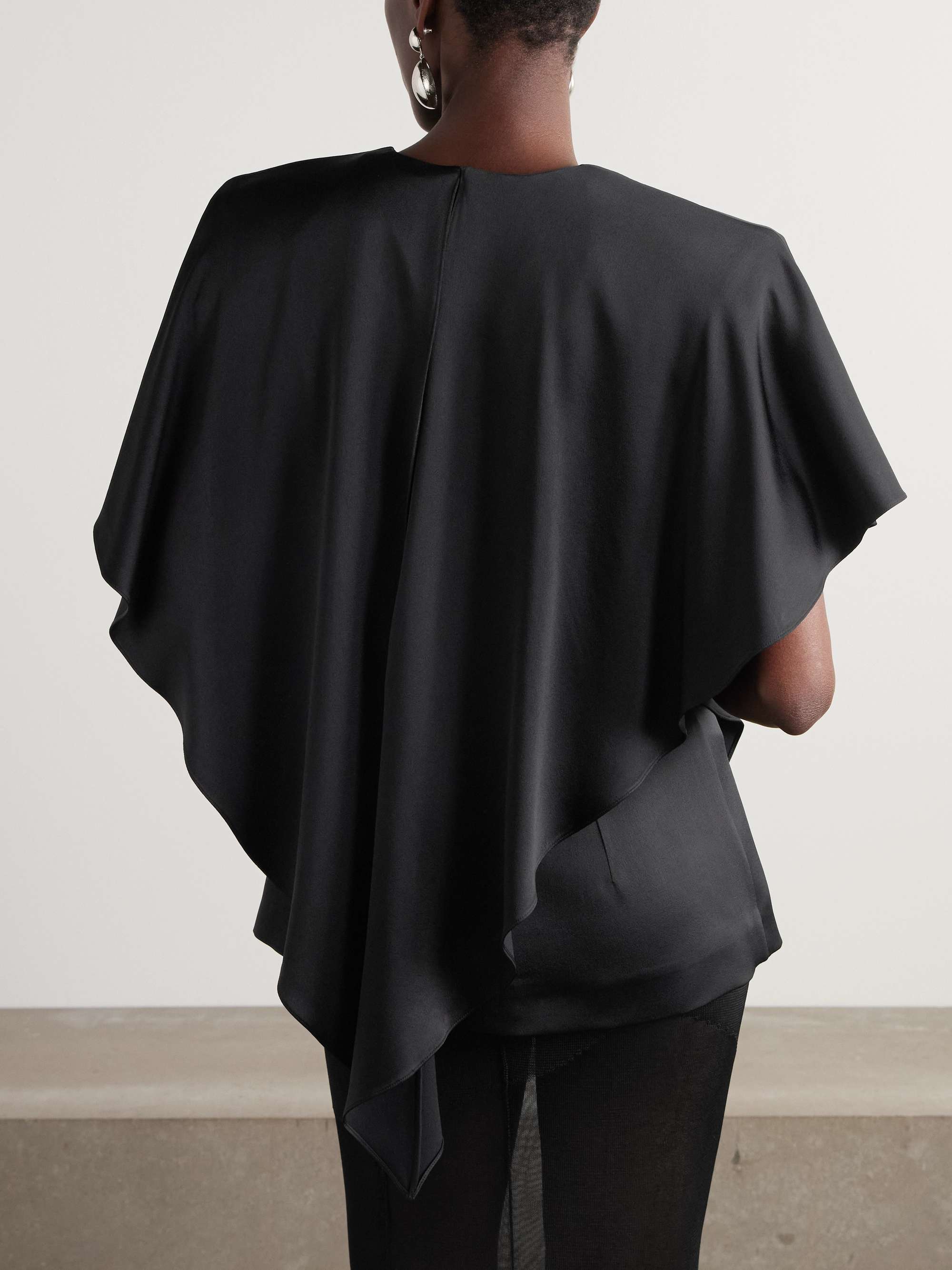 Asymmetric layered satin blouse view