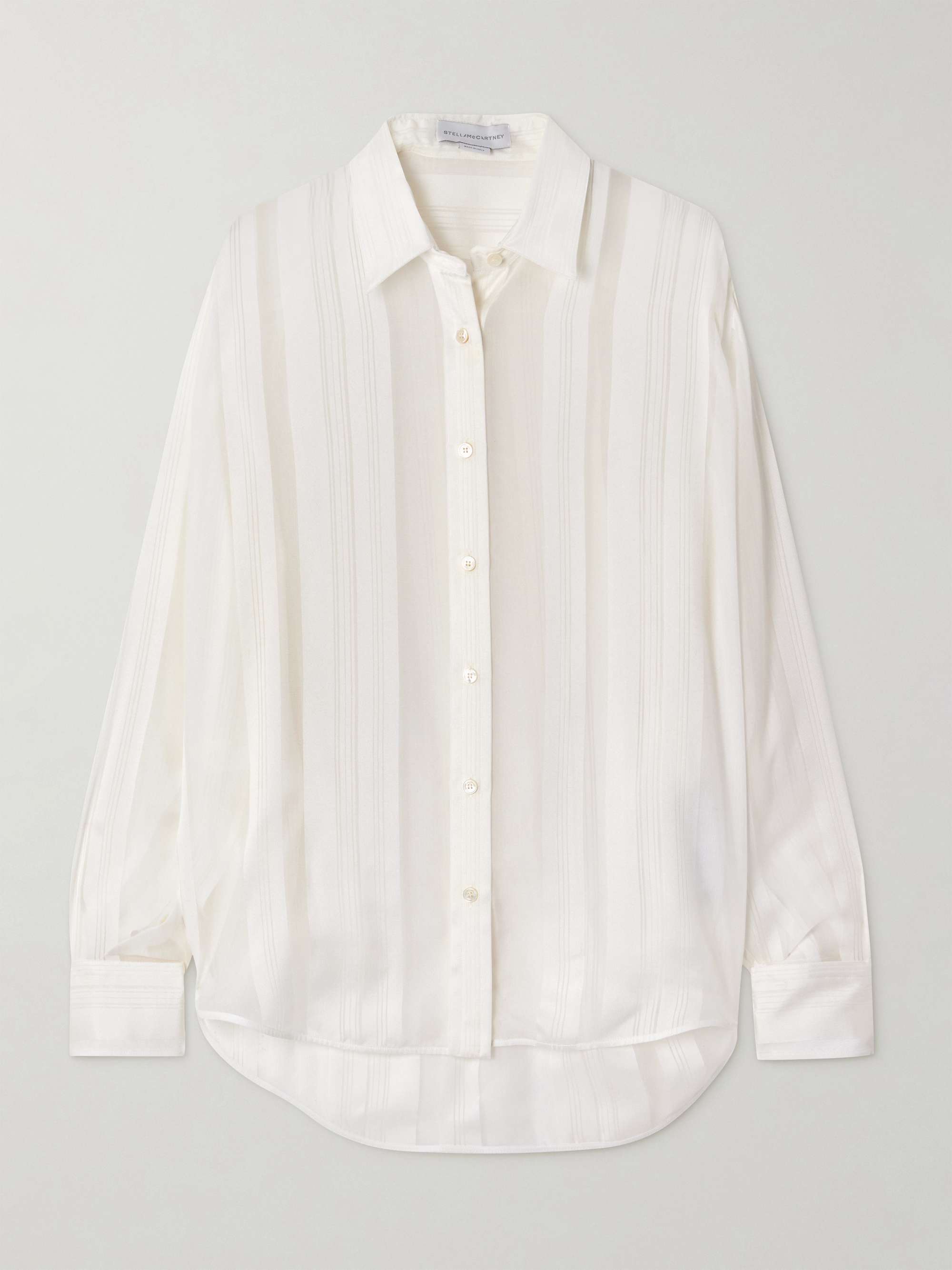 Paneled organic silk-chiffon and satin shirt view