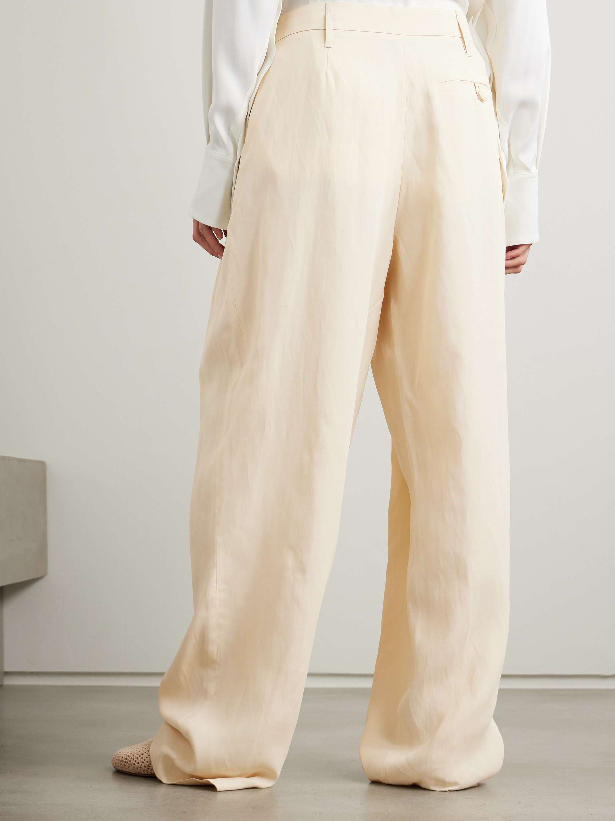 Balloon pleated poplin wide-leg pants view