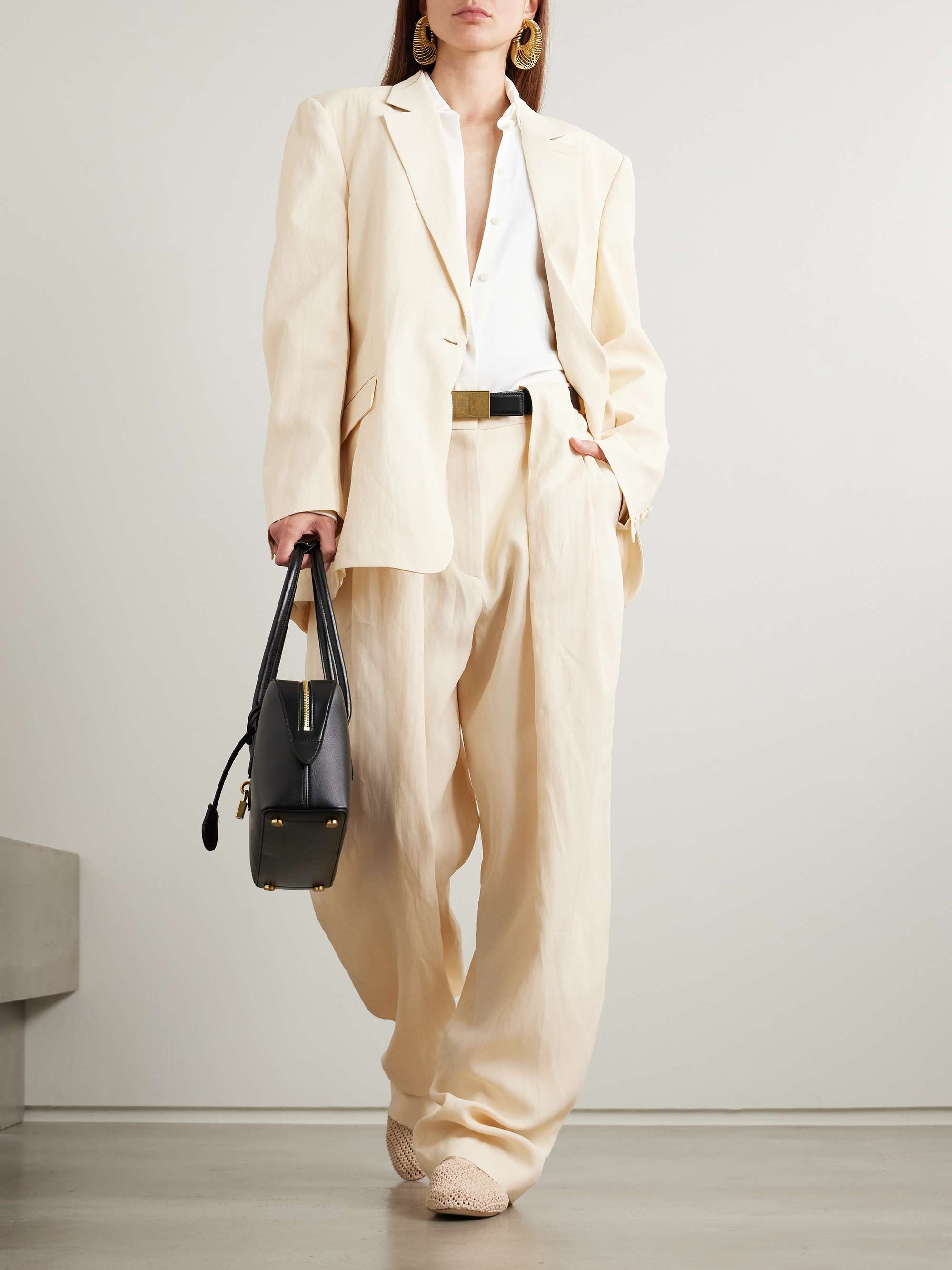 Balloon pleated poplin wide-leg pants view