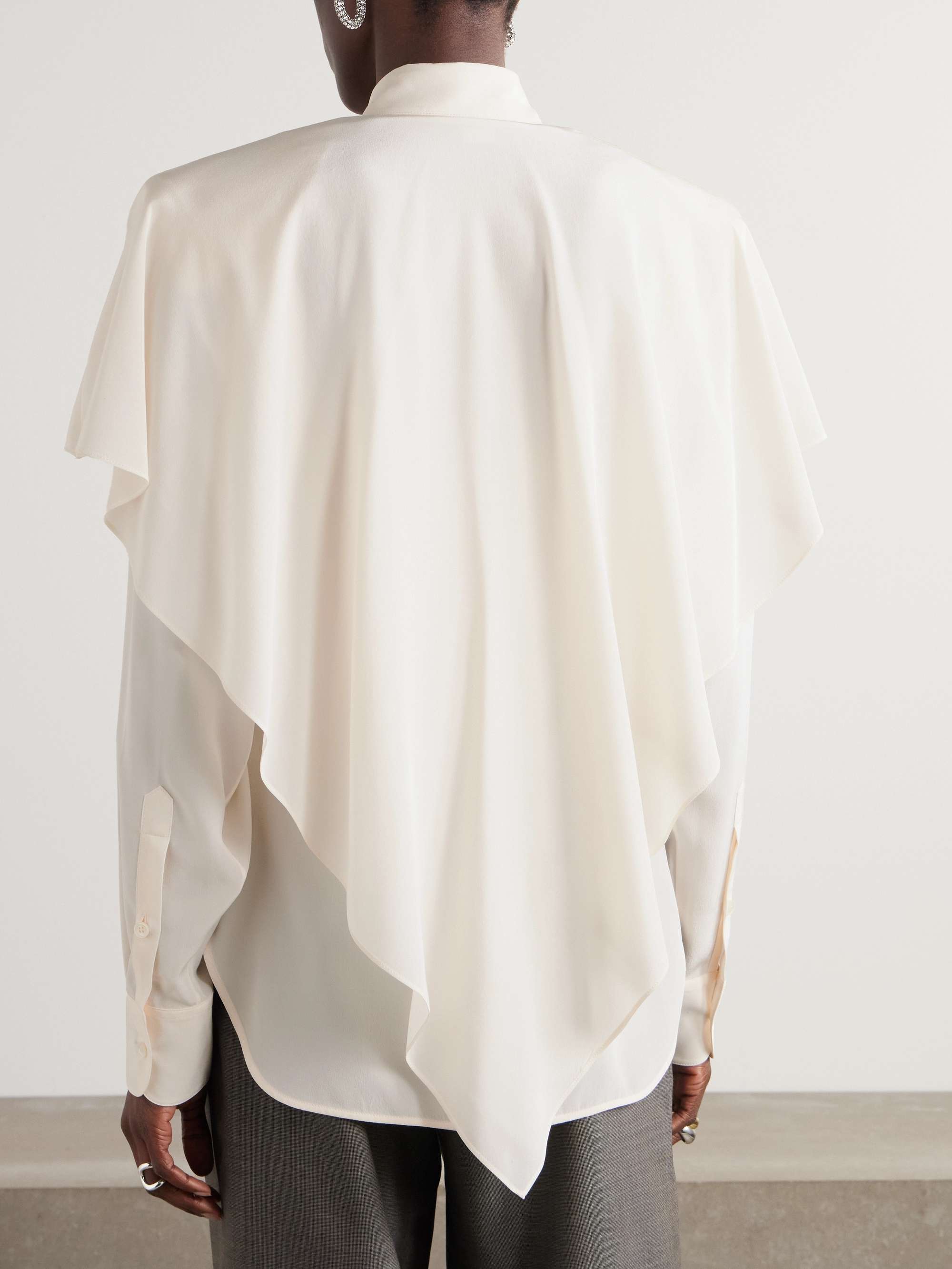 Cape-effect organic silk-crepe de chine shirt view