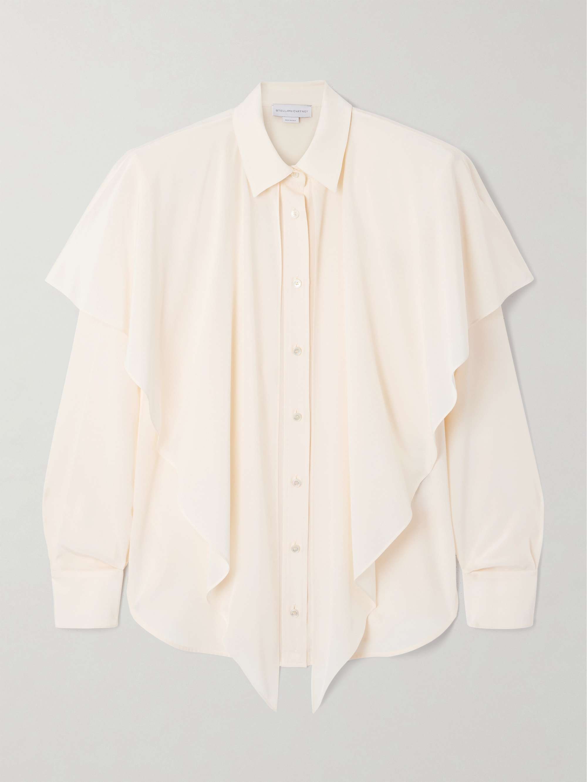 Cape-effect organic silk-crepe de chine shirt view