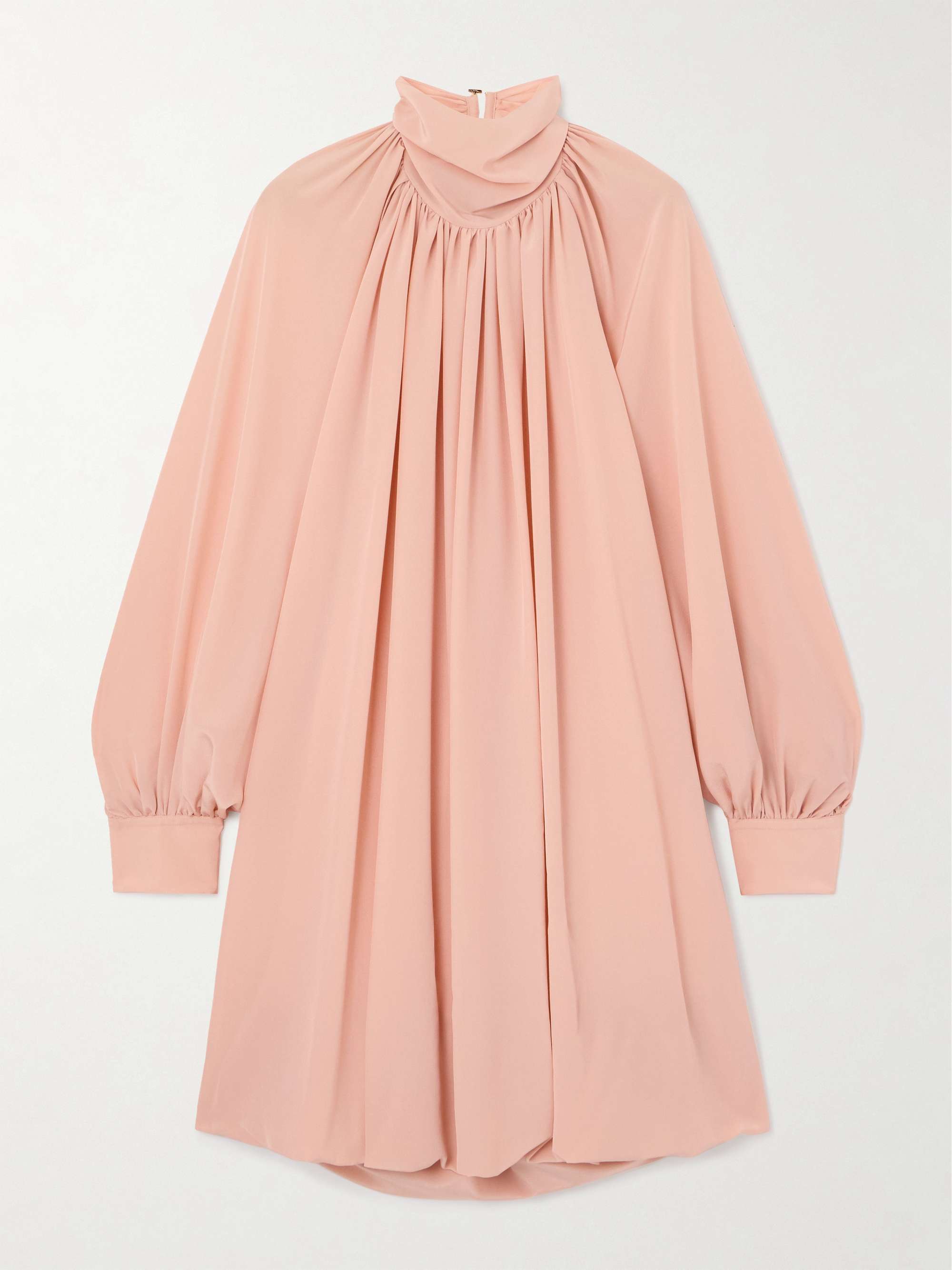 Open-back gathered silk crepe de chine mini dress view