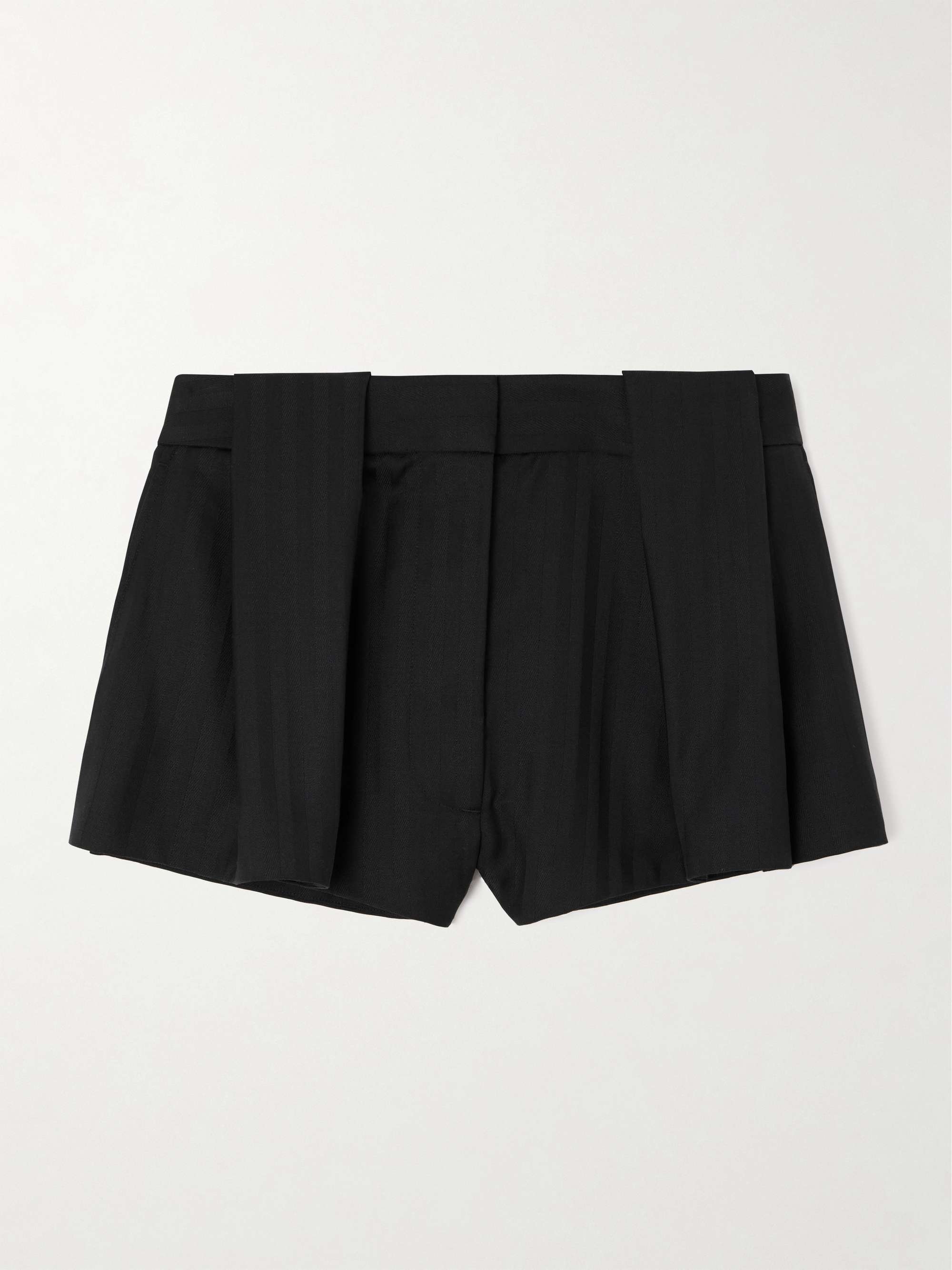 Pleated wool-jacquard shorts view