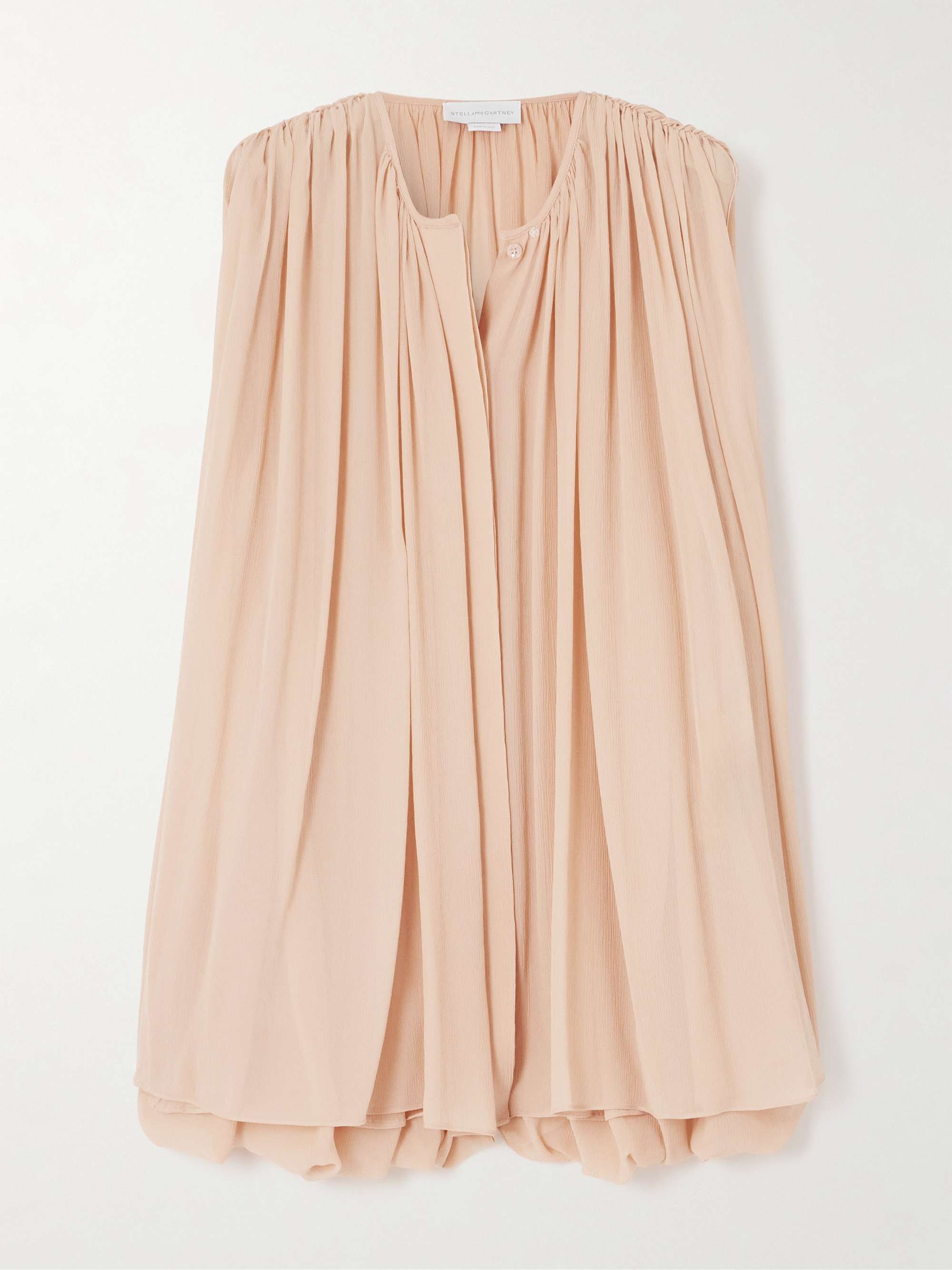 Cape-effect gathered organic silk-chiffon blouse view