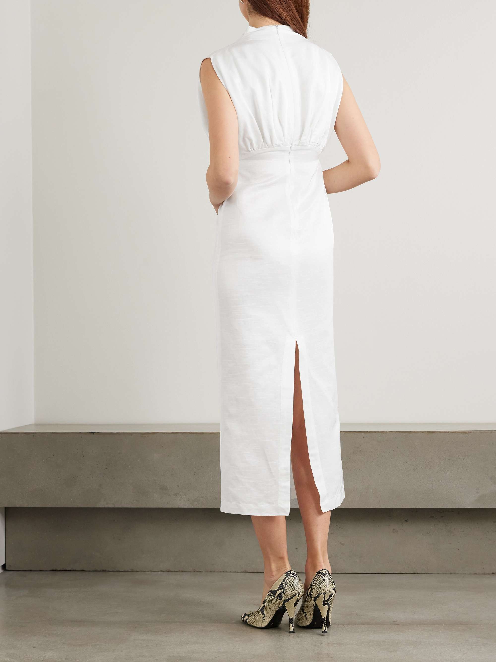 Paz gathered textured-woven midi dress view