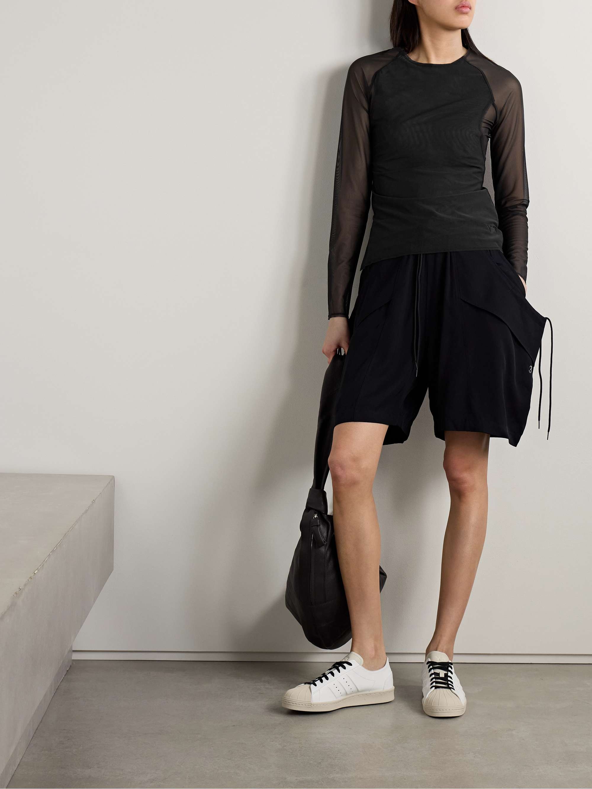 + Y-3 layered stretch recycled-mesh shirt view