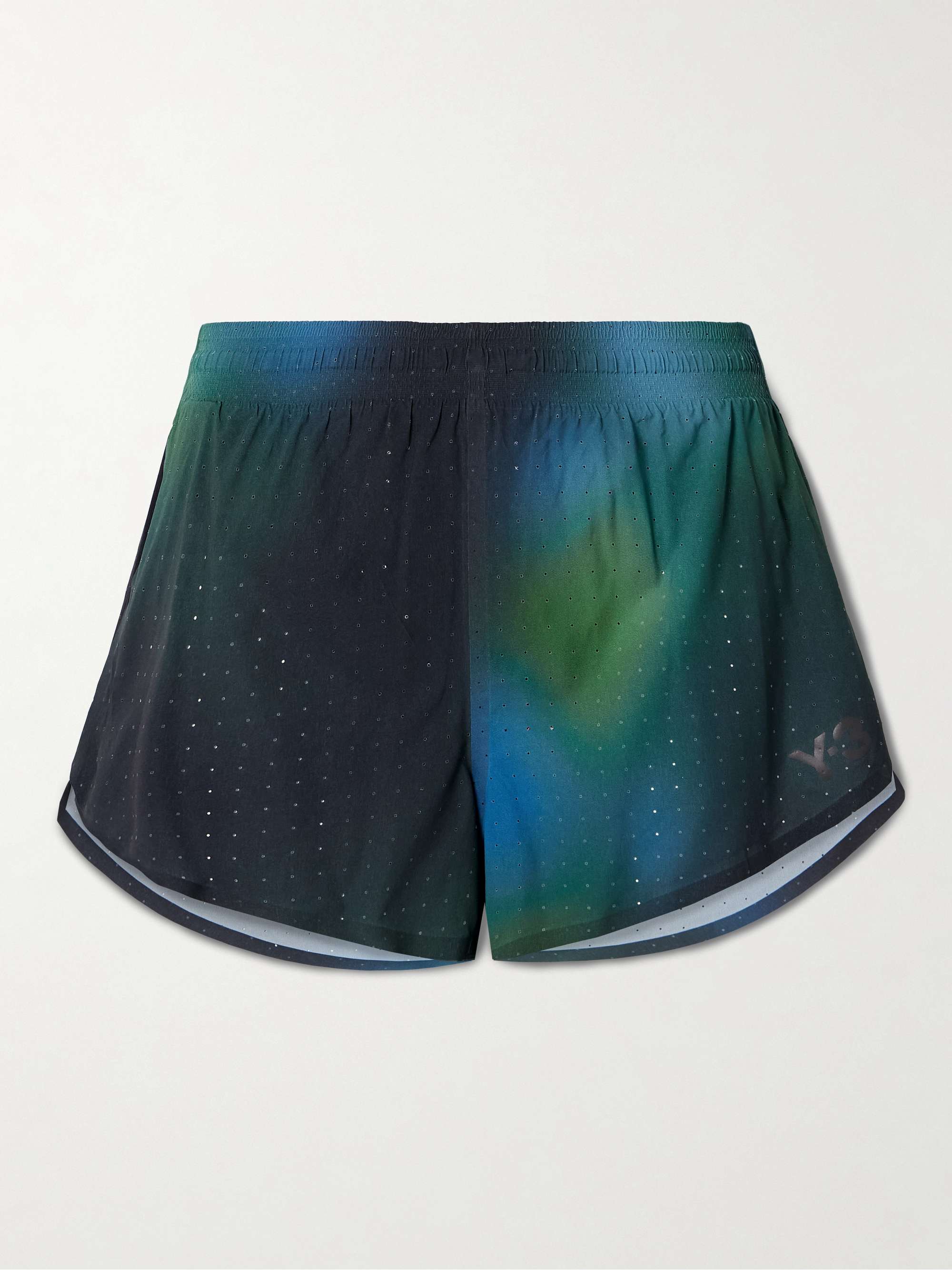+ Y-3 ombré recycled-mesh shorts view