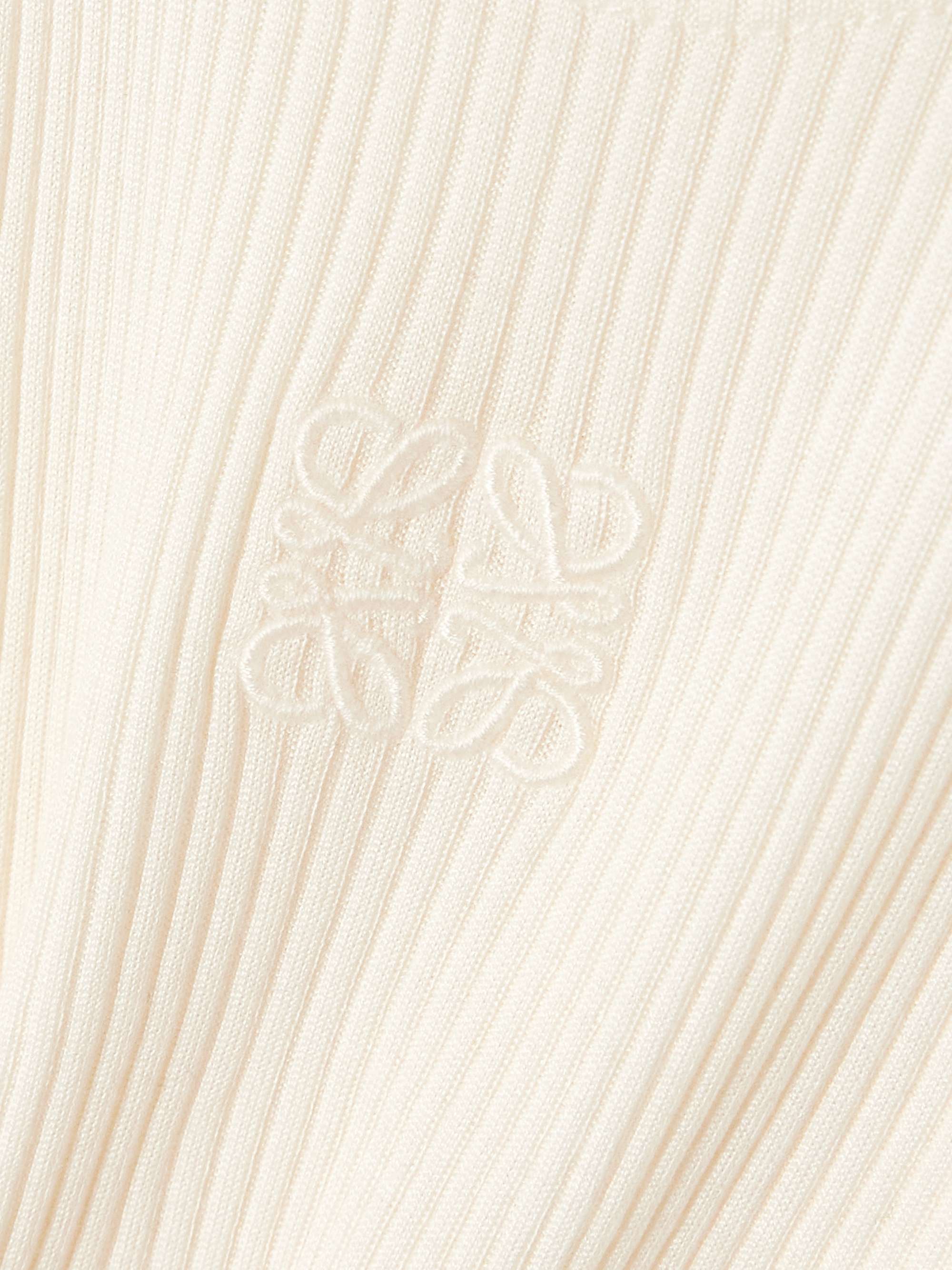 Anagram embroidered ribbed silk-jersey tank view
