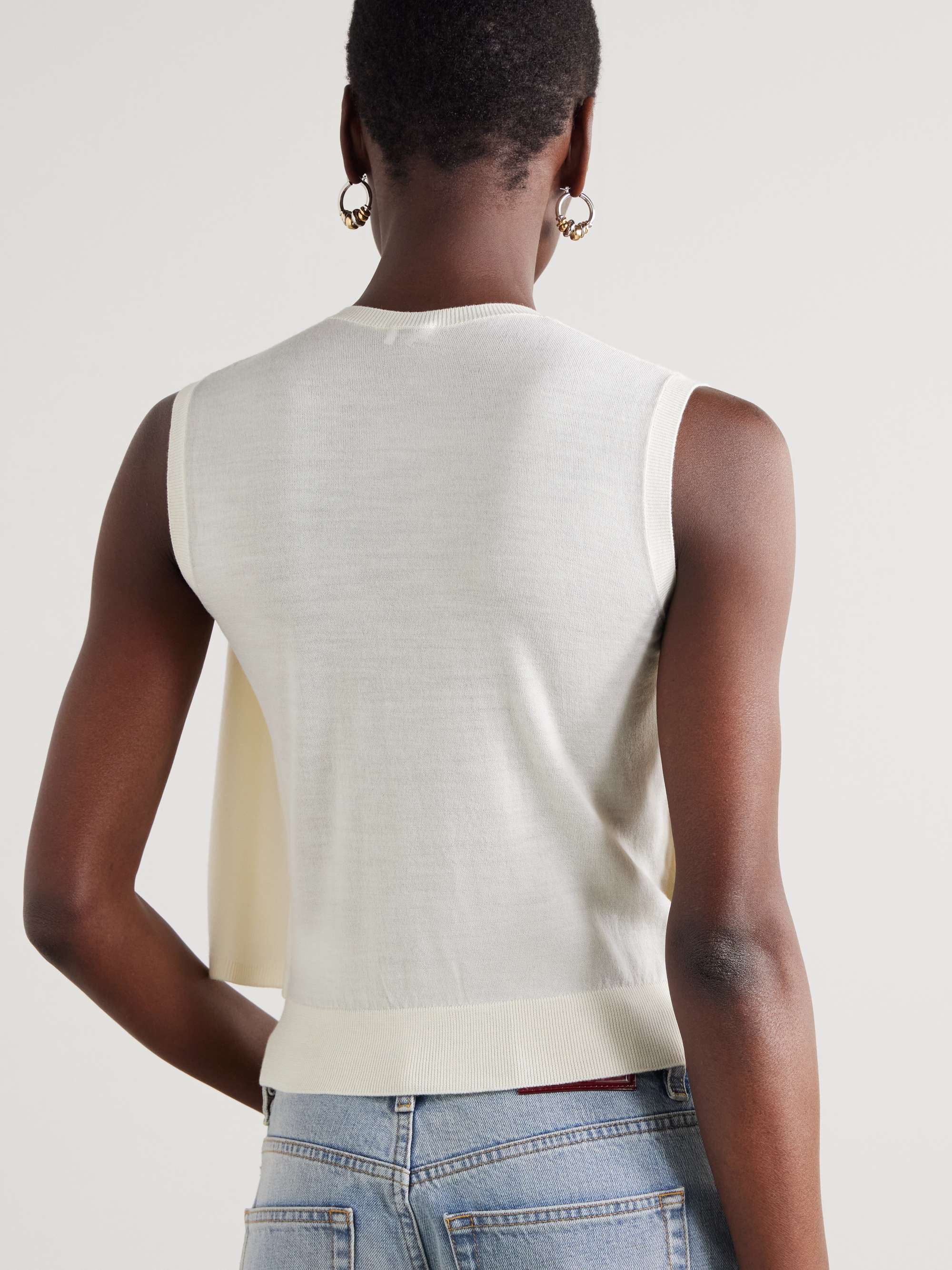 Layered wool-jersey top view