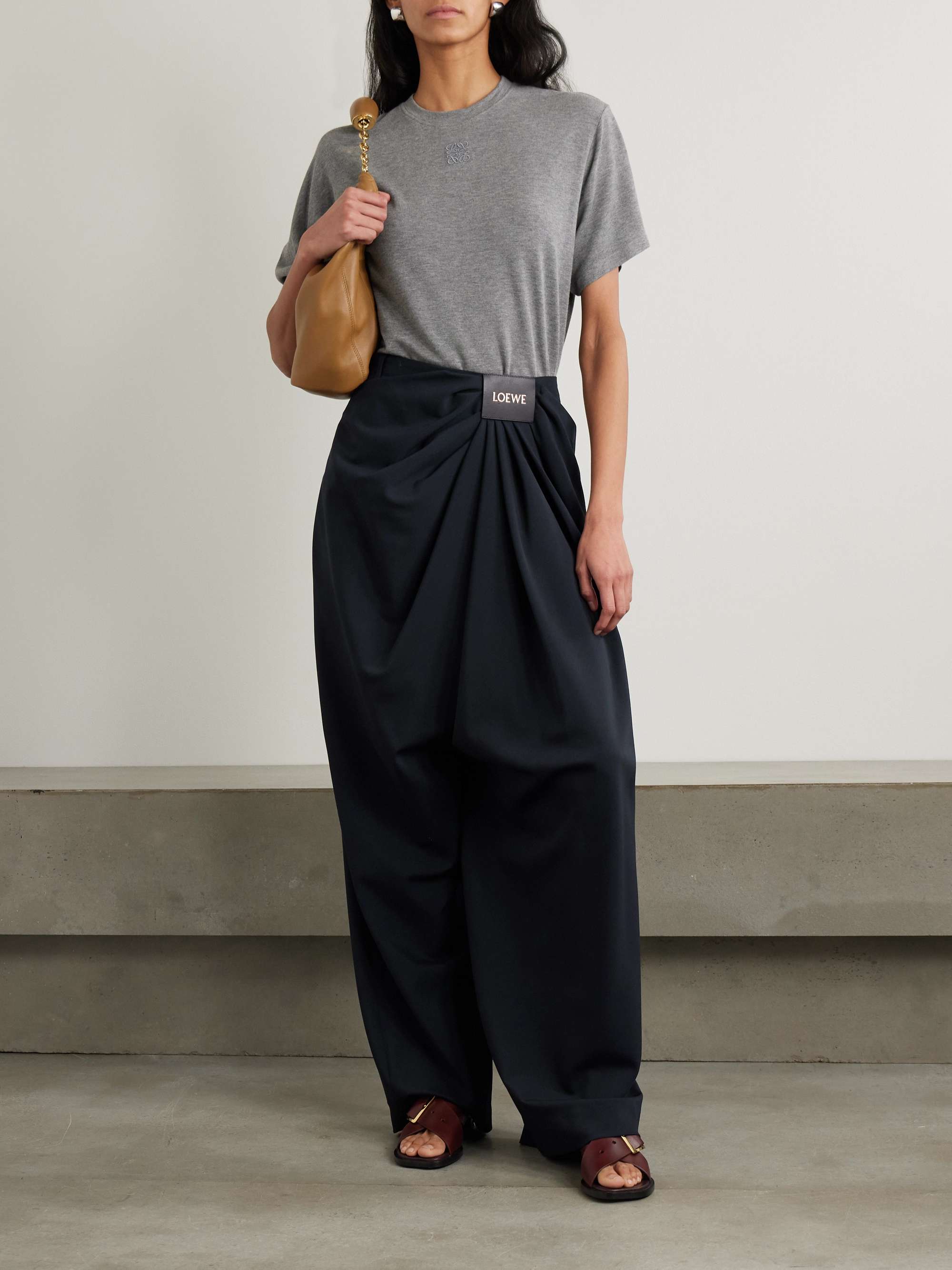 Paneled draped wool pants view