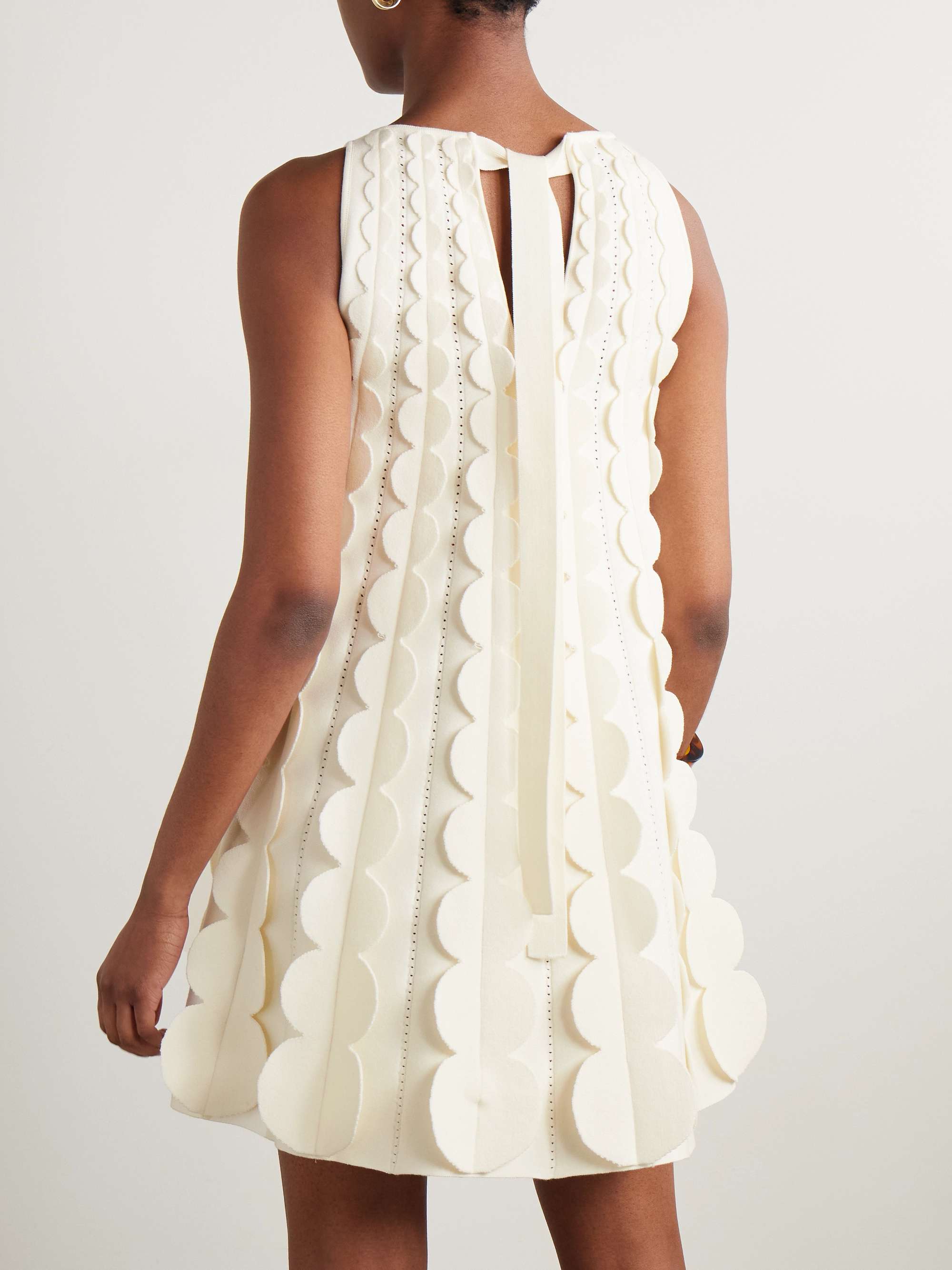 Scalloped pointelle-knit mini dress view
