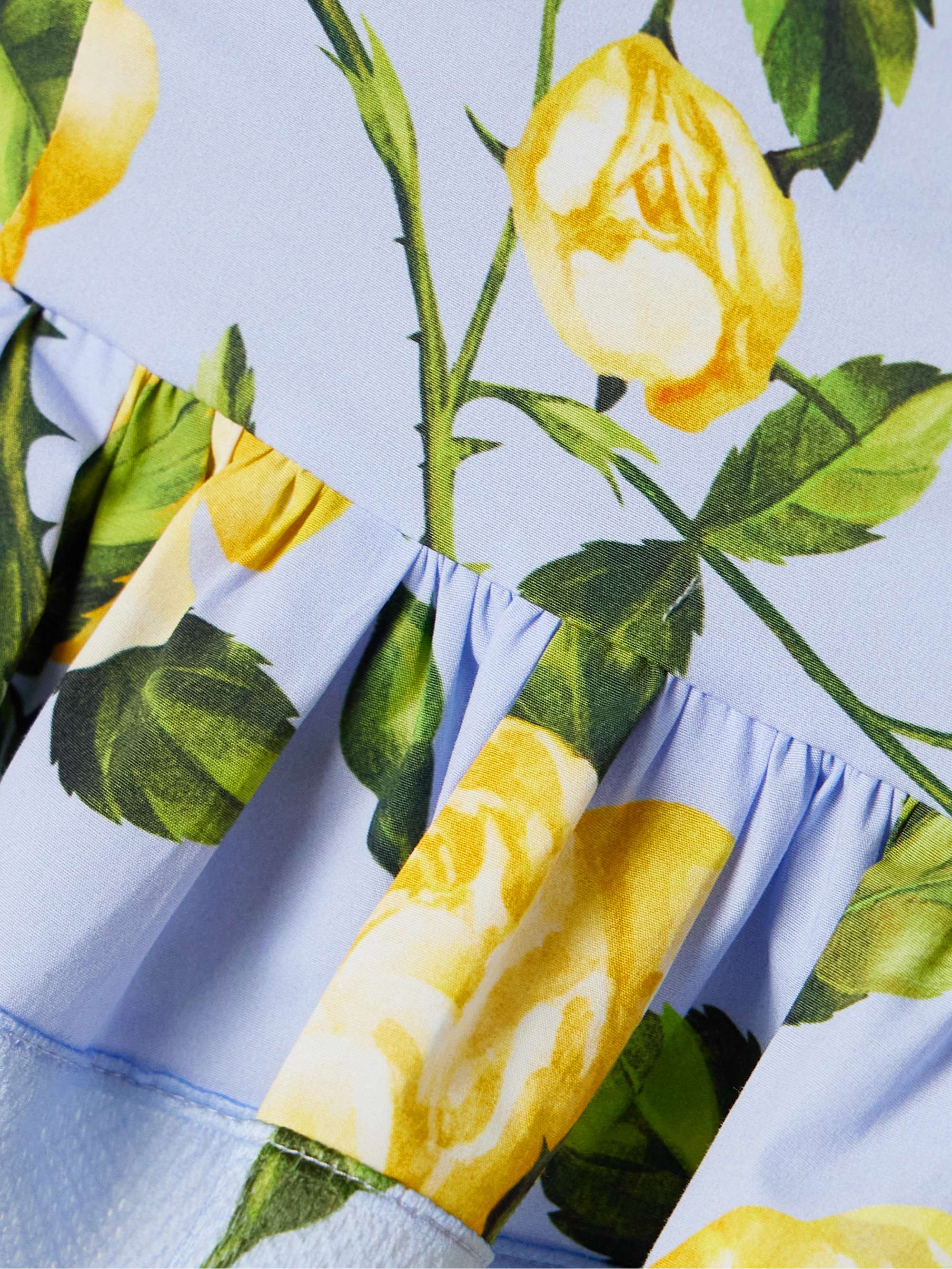 Cropped scalloped floral-print cotton-blend poplin top view